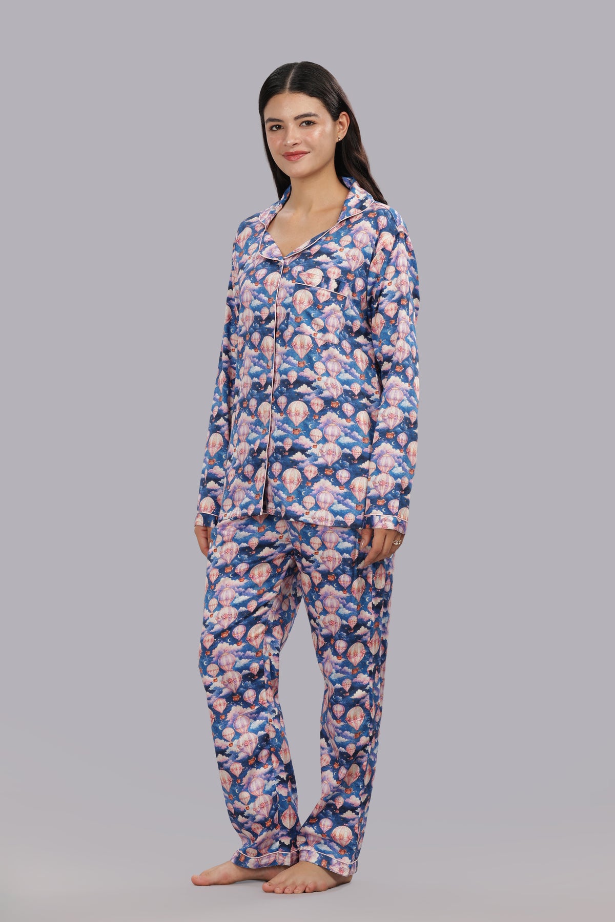 Parachutes Button Down Pj Set - Pure Cotton Pj Set with Notched Collar