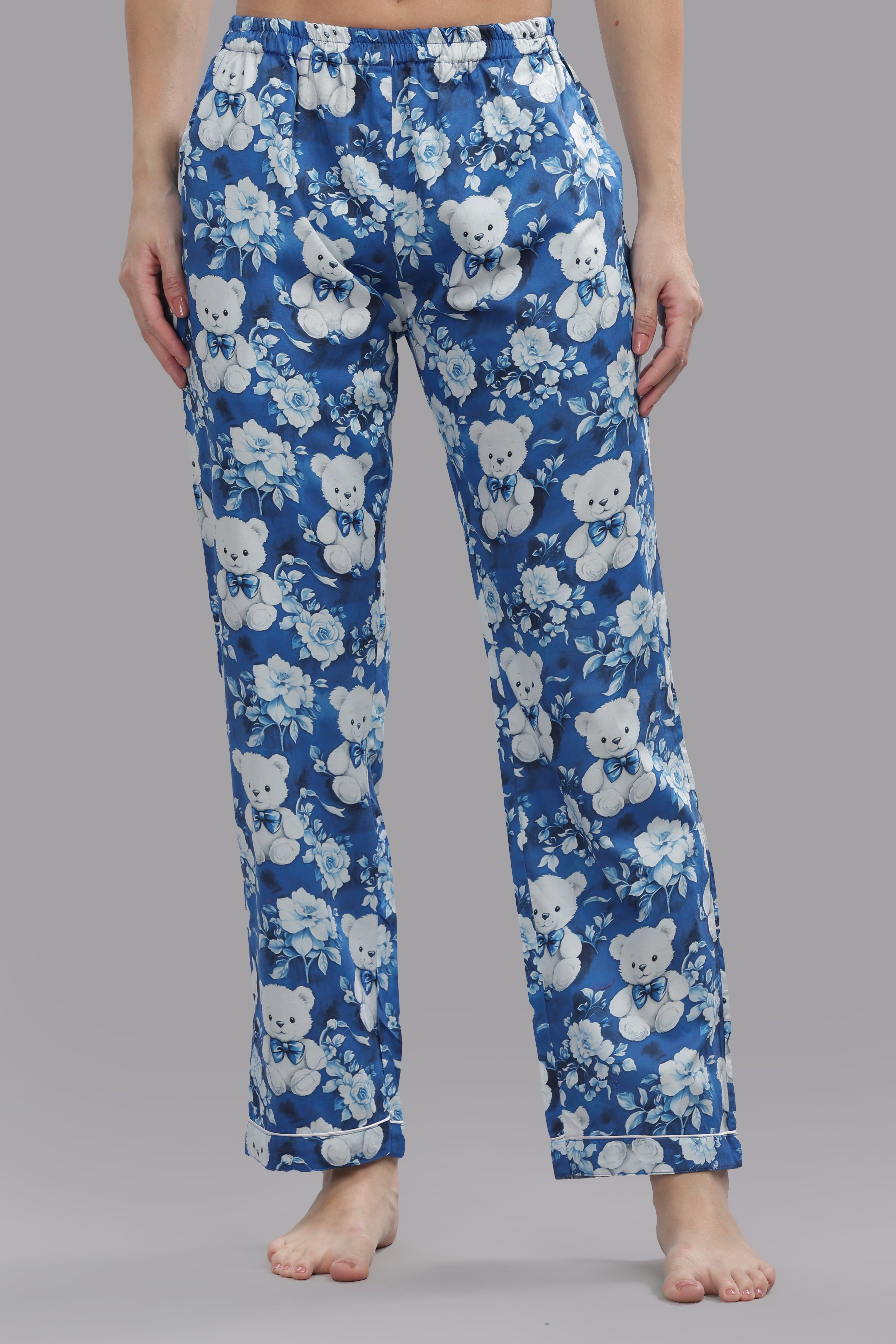 Beary Cute Button Down Pj Set - Pure Cotton Pj Set with Notched Collar
