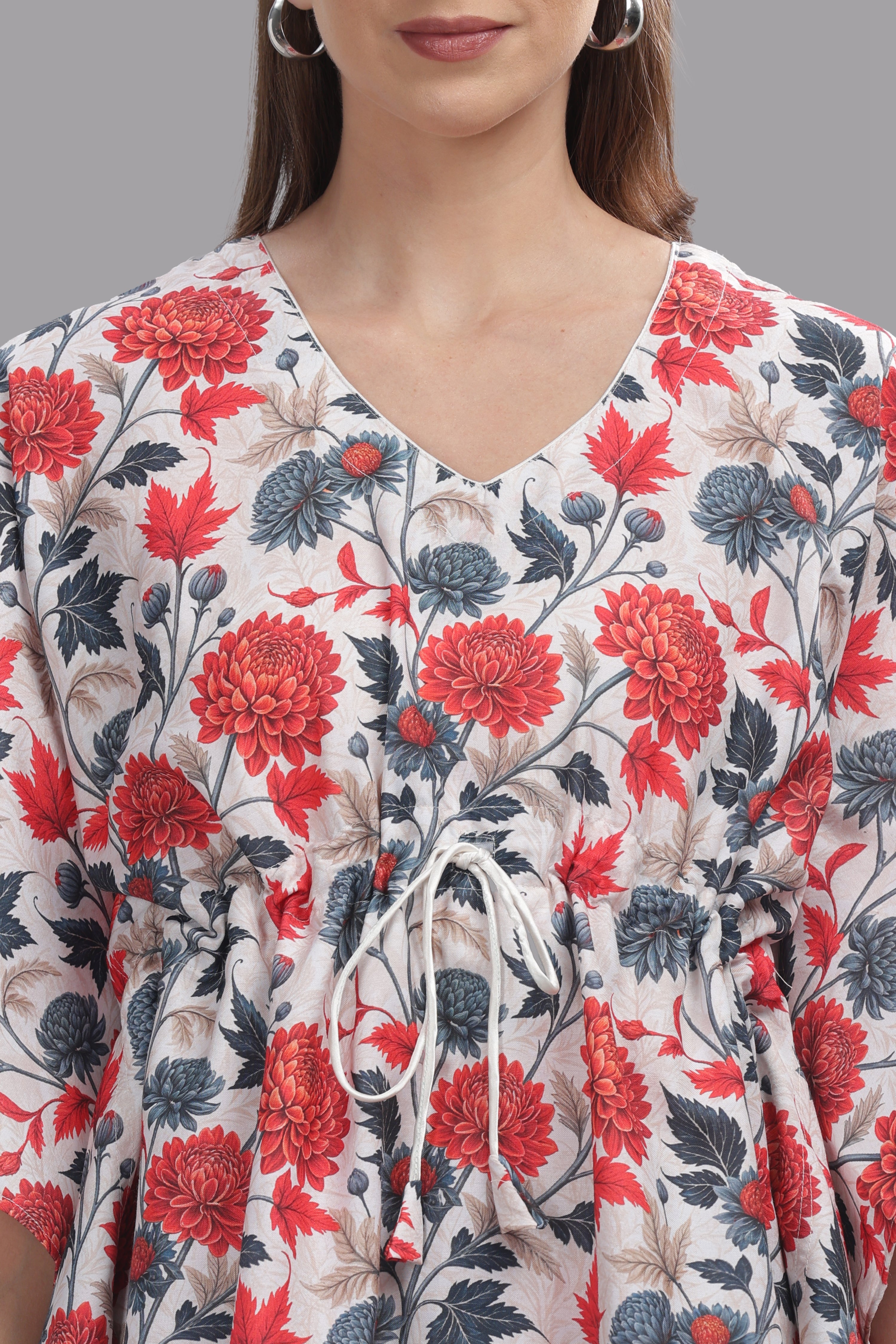 Ruby Petals Kaftan Pj Set - Cotton Rayon Pj Set in Kaftan Style