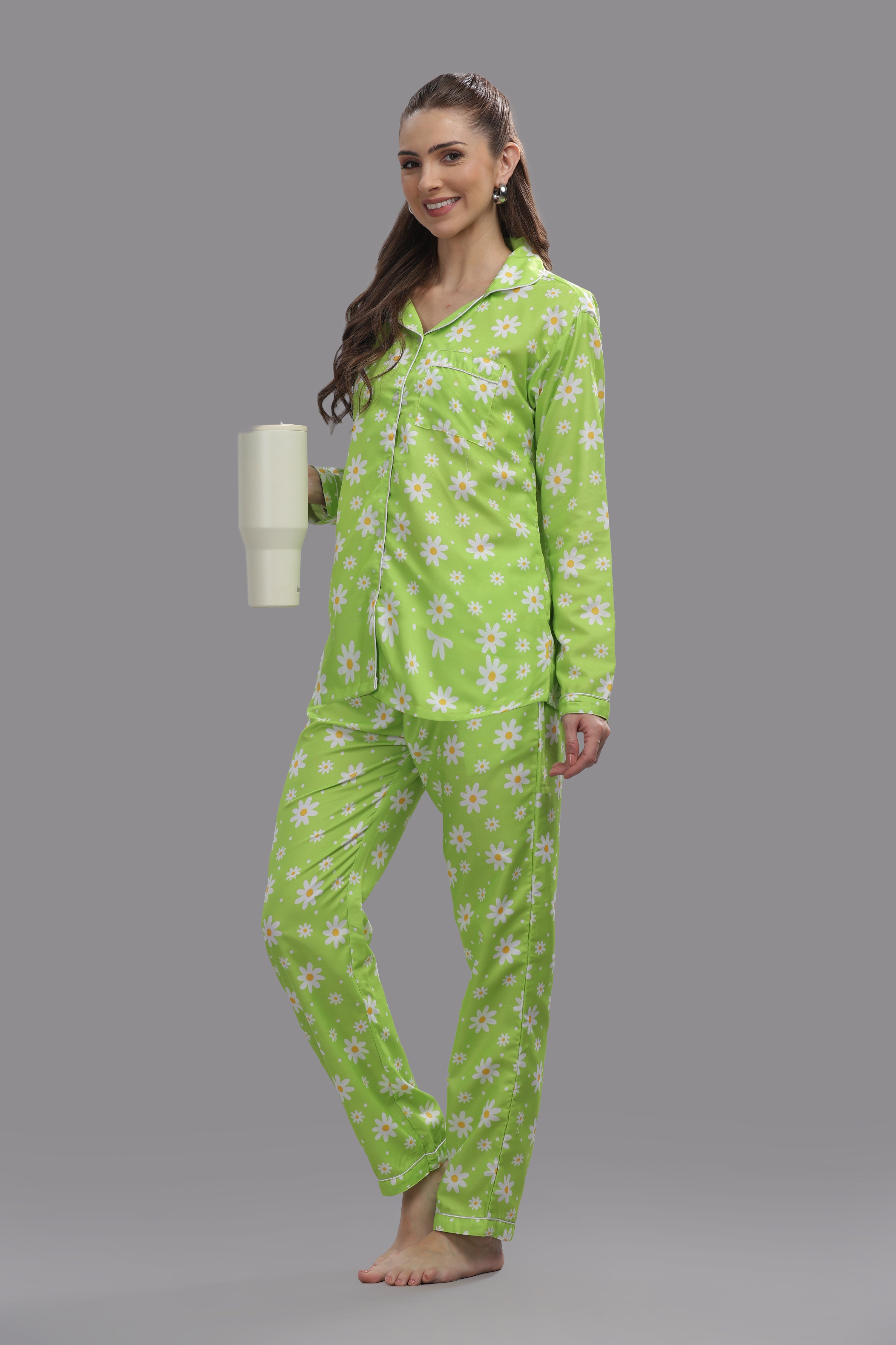 Daisy Dream Button Down Pj Set - Cotton Rayon Pj Set with Notched Collar