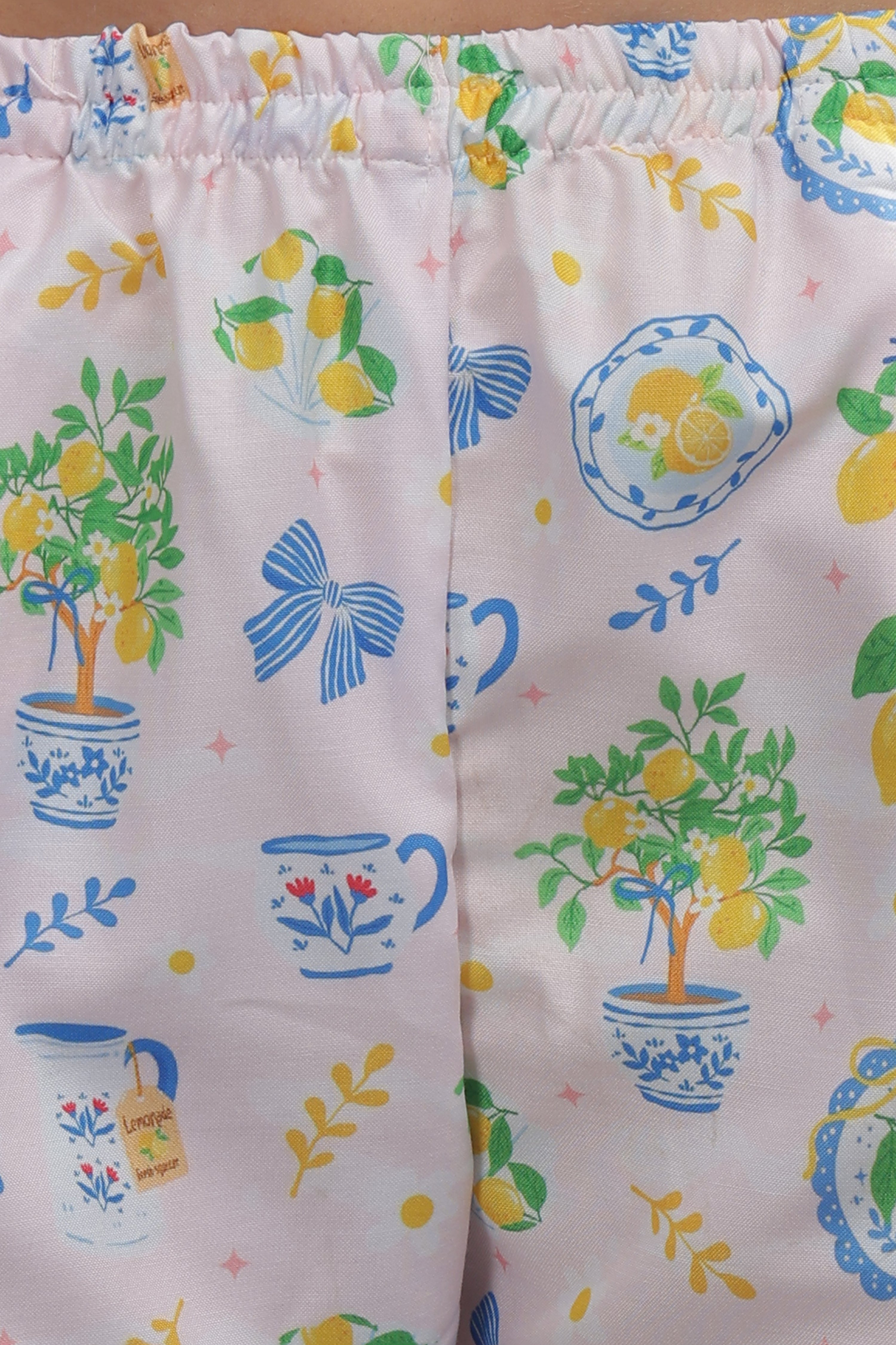 Citrus Bloom Button Down Pj Set - Cotton Rayon Pj Set with Notched Collar