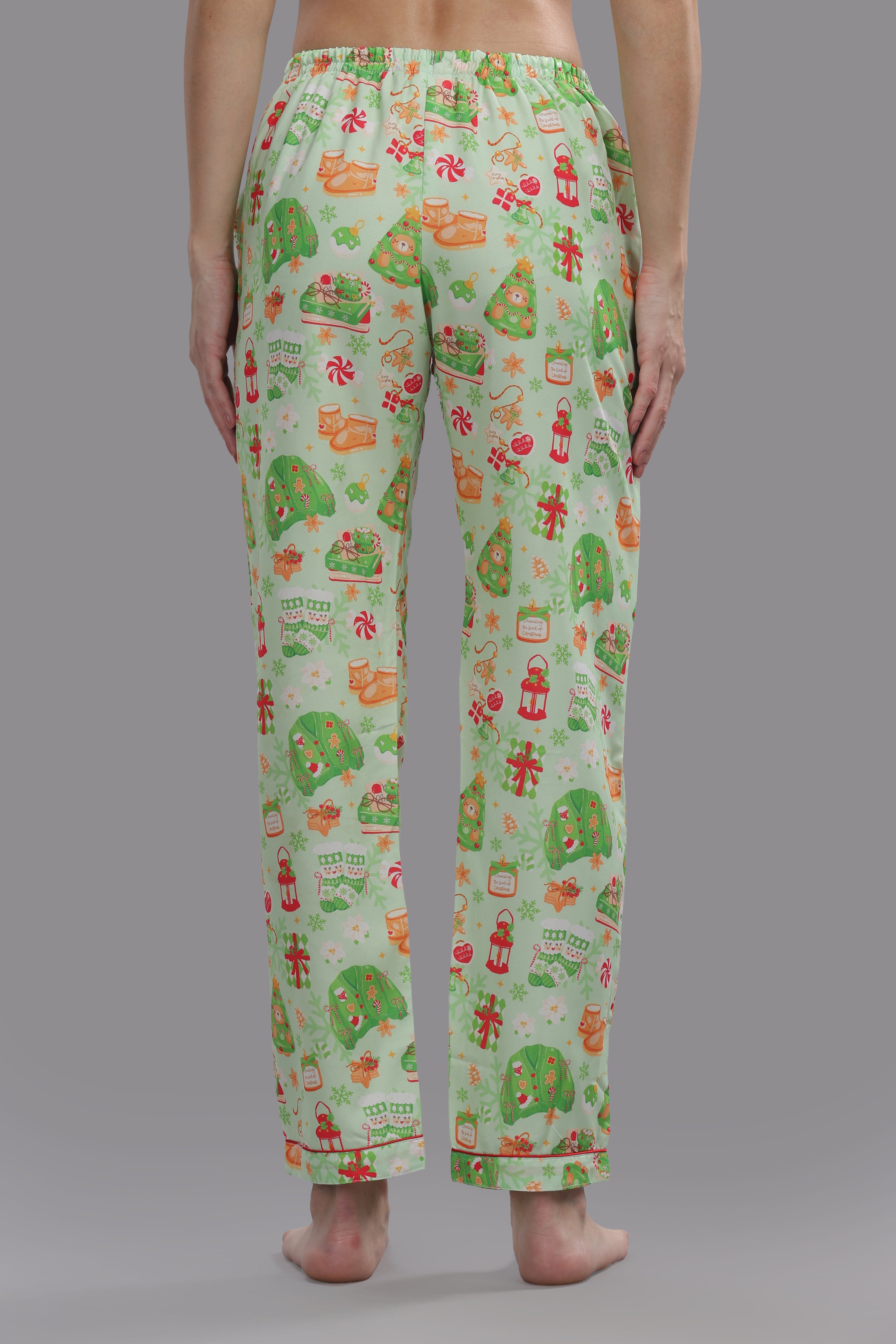 Cozy Christmas Button Down Pj Set - Cotton Rayon Pj Set with Notched Collar