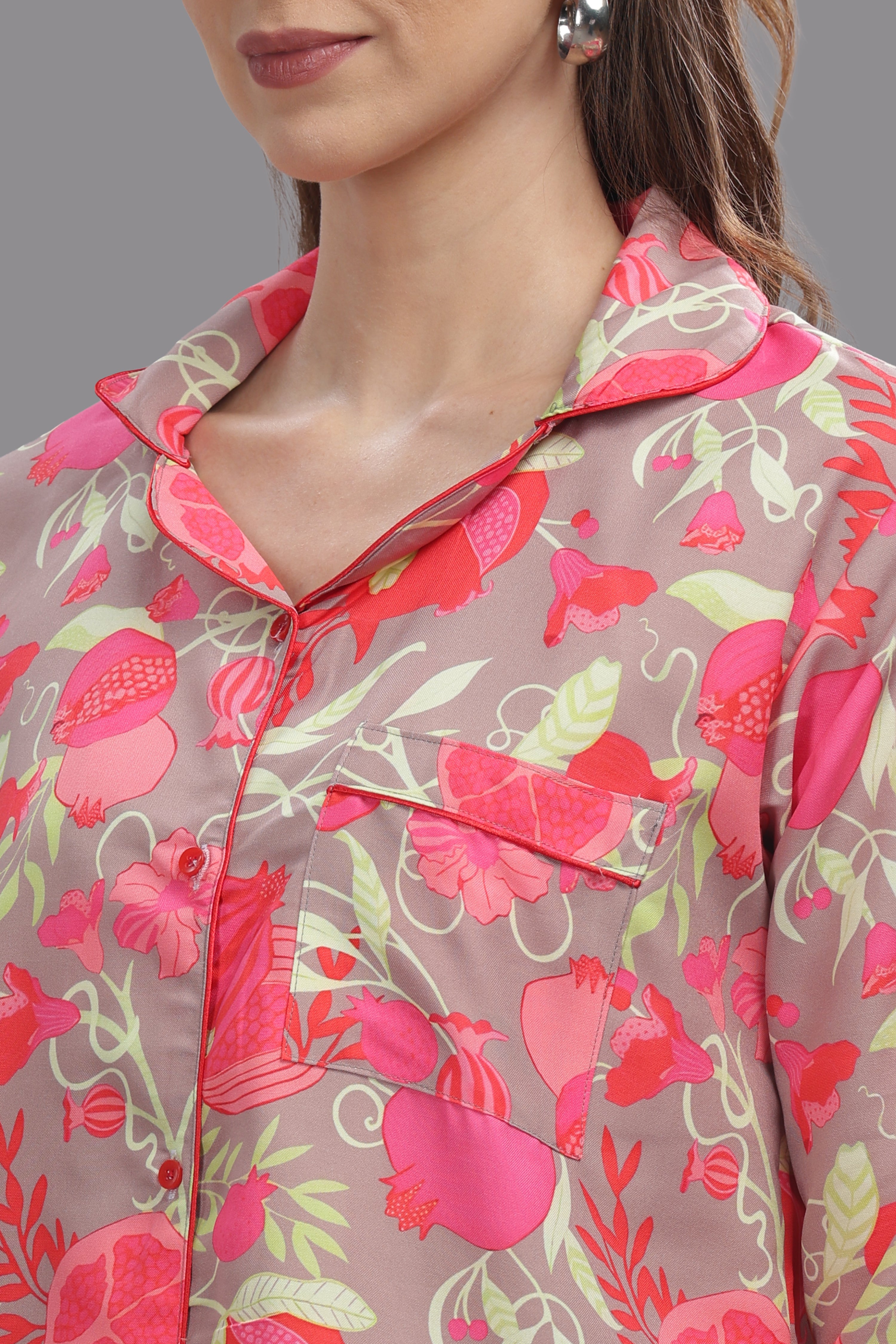 Anaar Button Down Pj Set - Cotton Rayon Pj Set with Notched Collar
