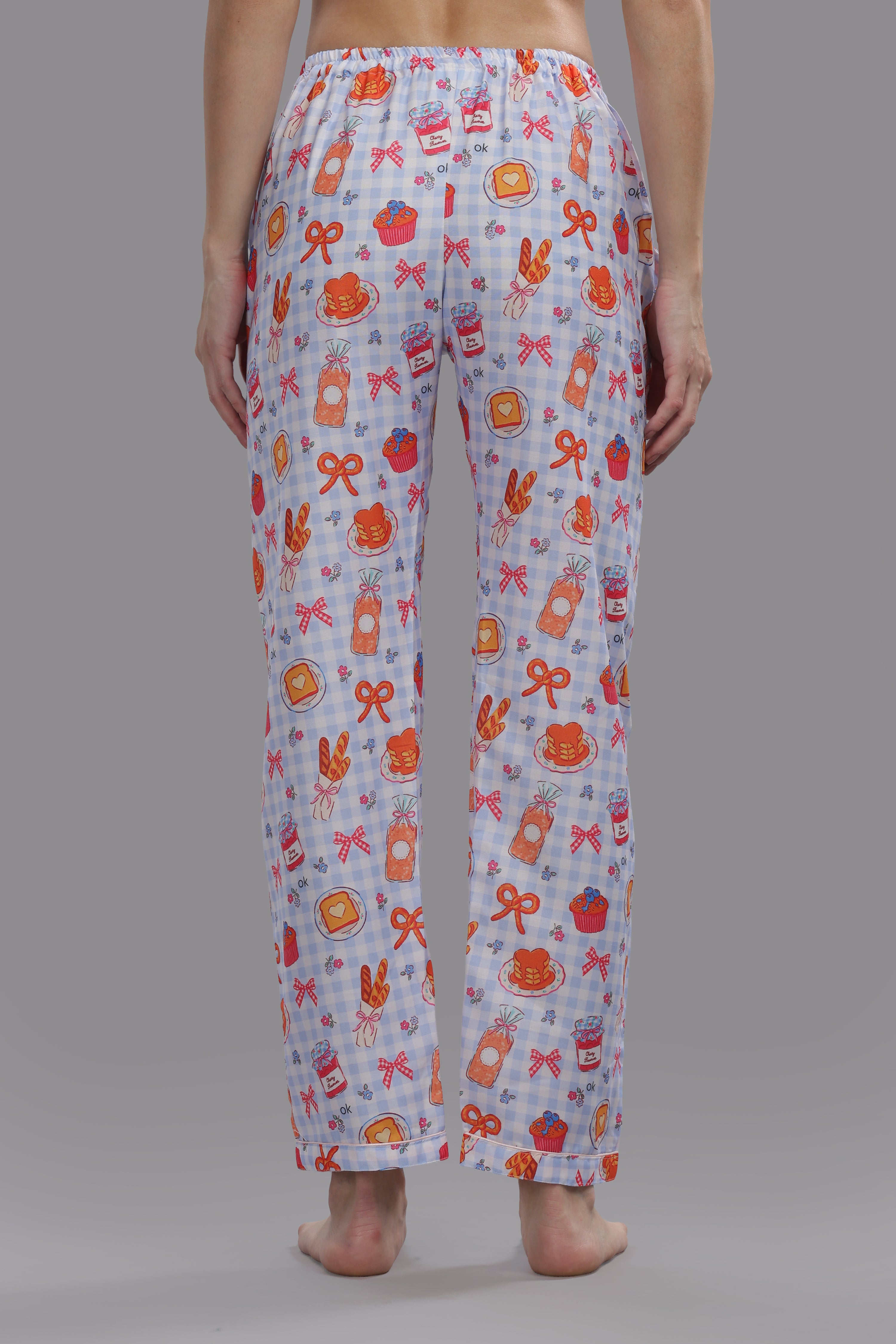Breakfast Club Button Down Pj Set - Cotton Rayon Pj Set with Notched Collar