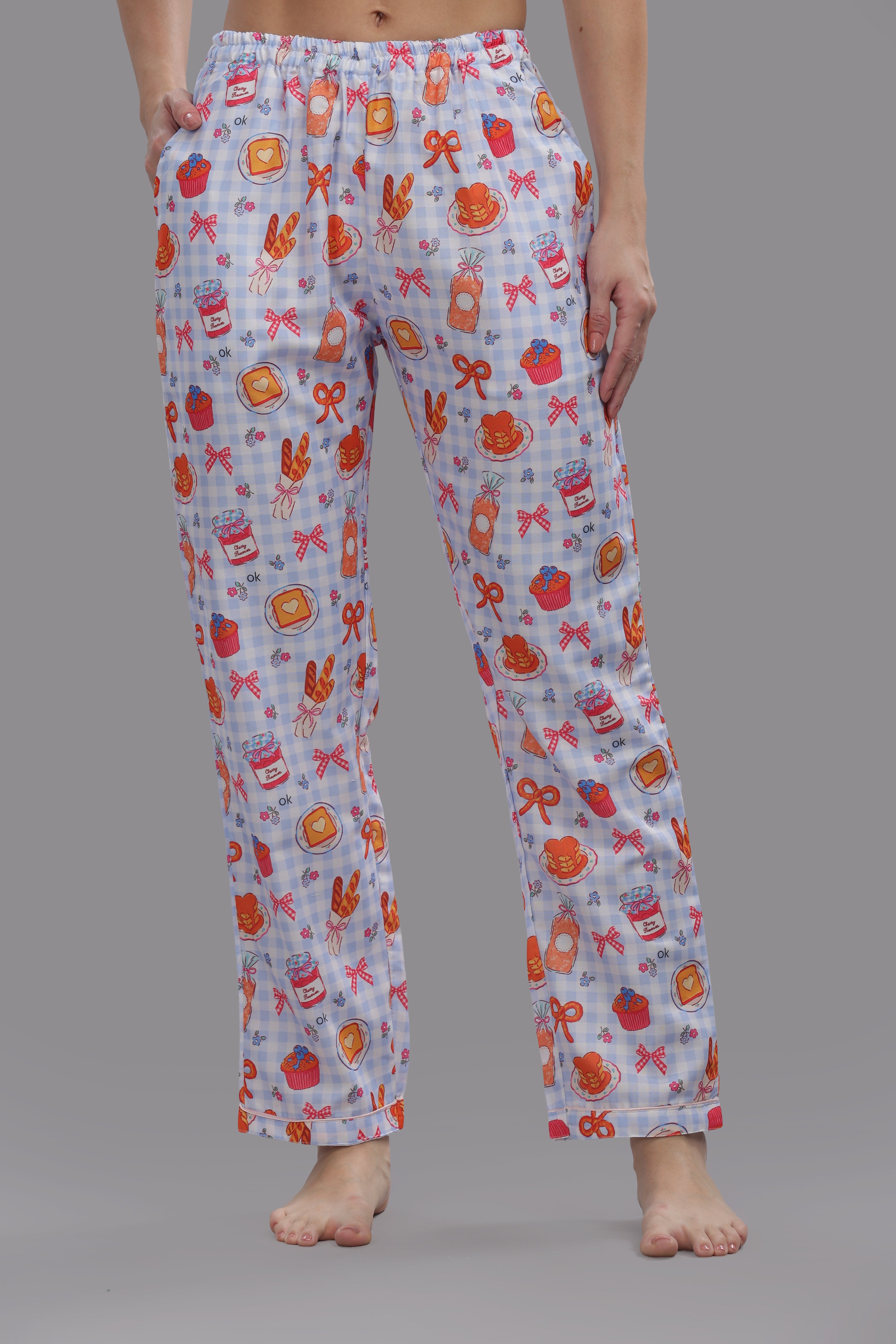 Breakfast Club Button Down Pj Set - Cotton Rayon Pj Set with Notched Collar