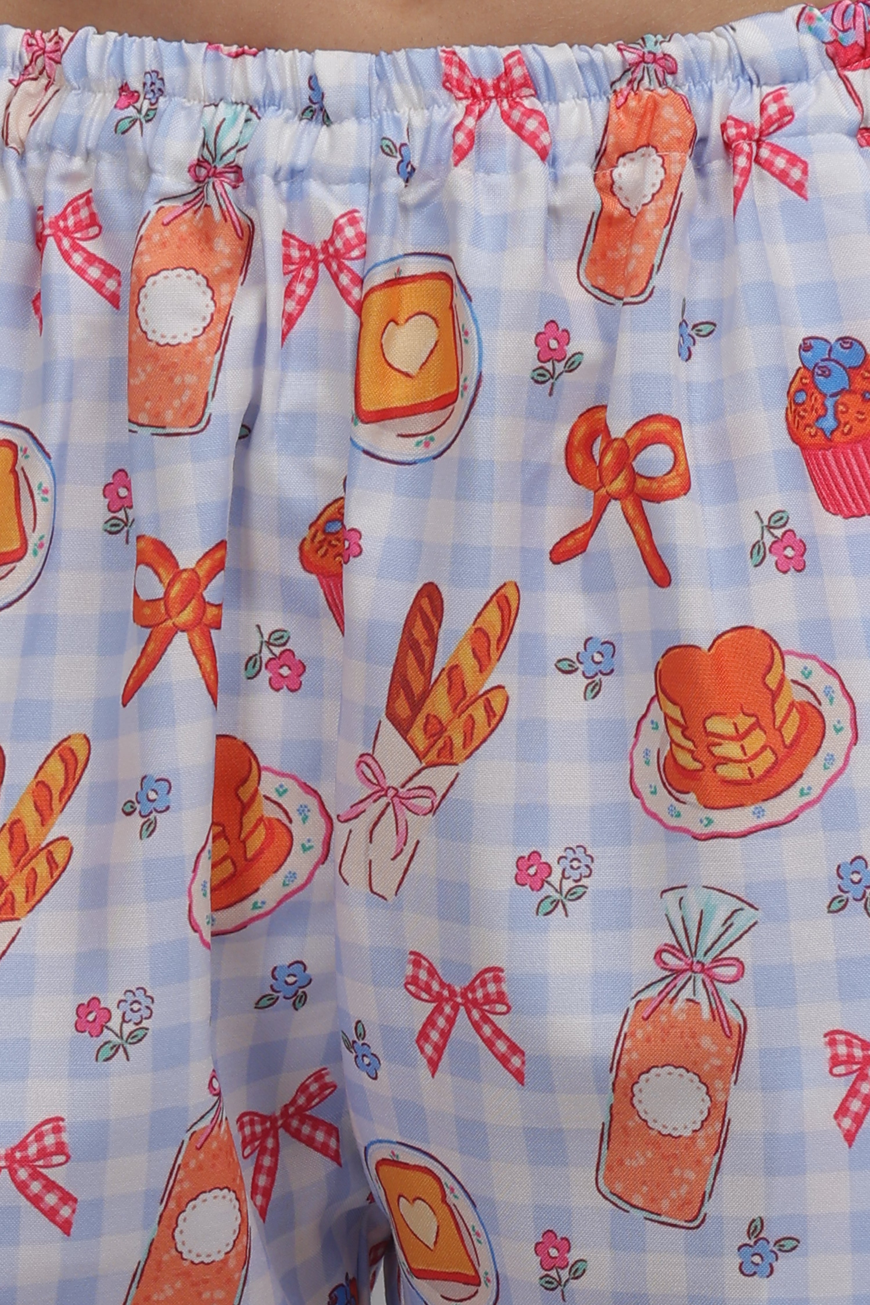 Breakfast Club Button Down Pj Set - Cotton Rayon Pj Set with Notched Collar