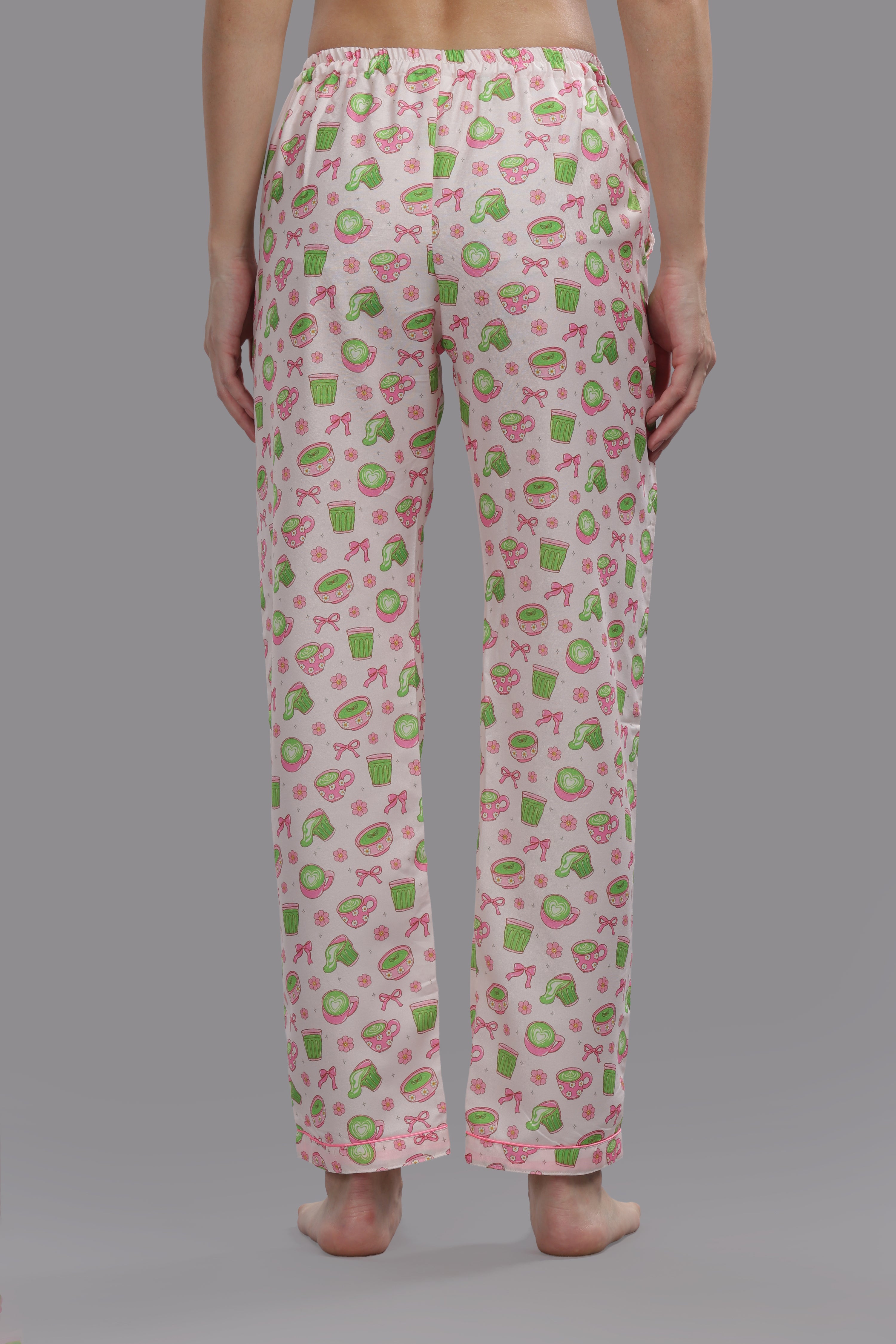 Matcha Button Down Pj Set - Cotton Rayon Pj Set with Notched Collar