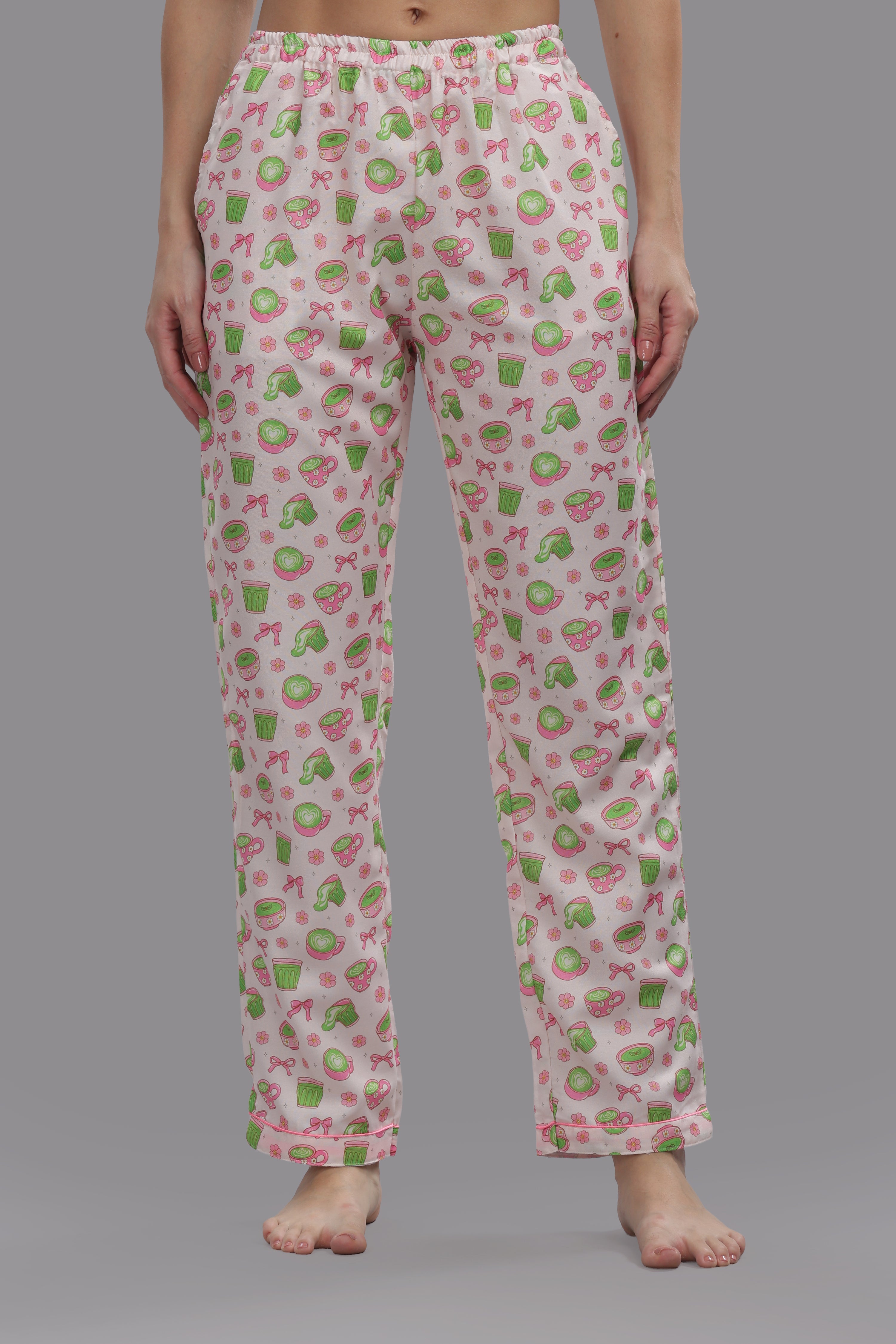 Matcha Button Down Pj Set - Cotton Rayon Pj Set with Notched Collar