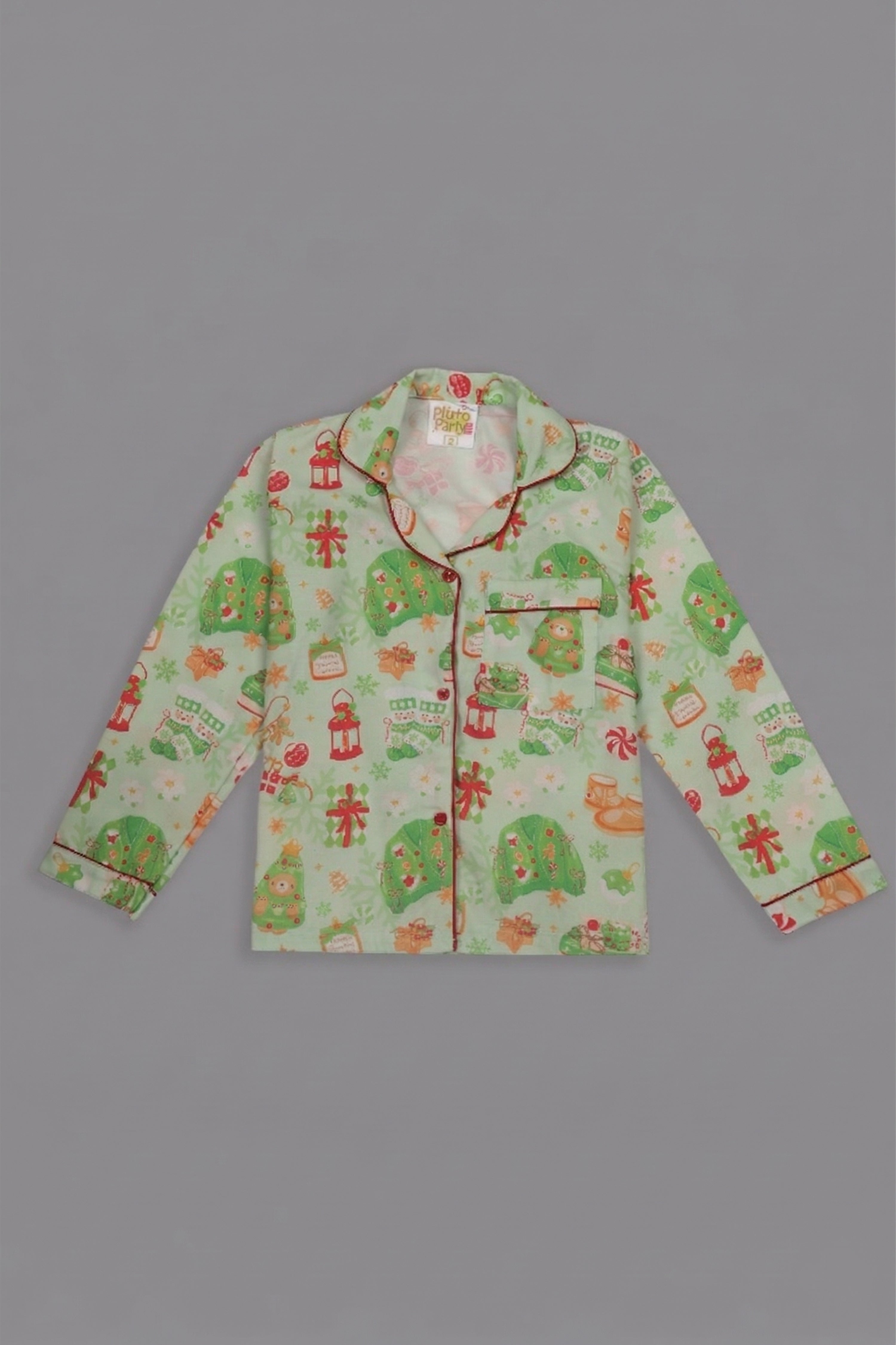 Cozy Christmas Kids Pj Set - Cotton Rayon Pj Set with Notched Collar