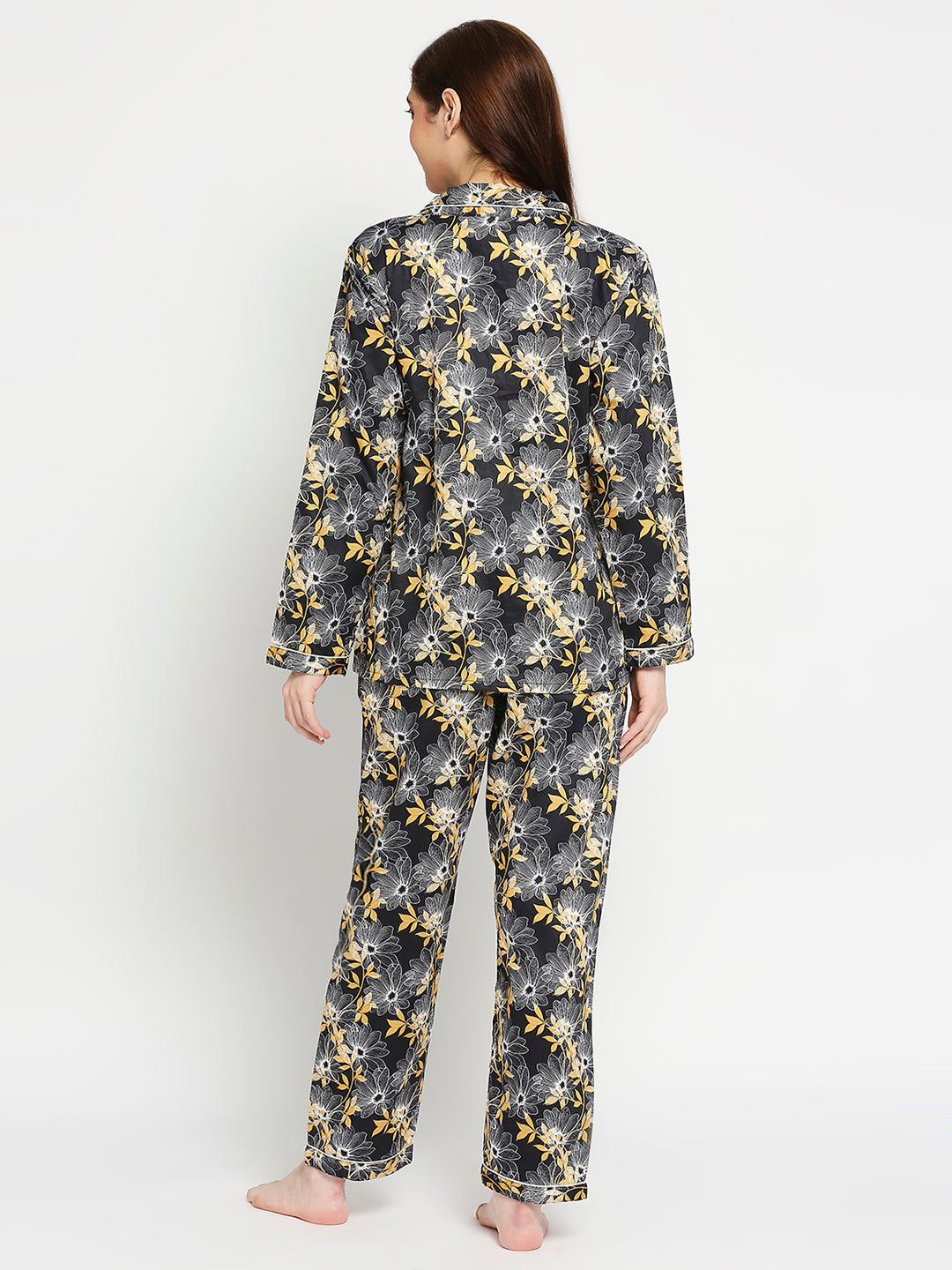 Black Beauty Button Down Pj Set - Pure Cotton Pj Set with Notched Collar