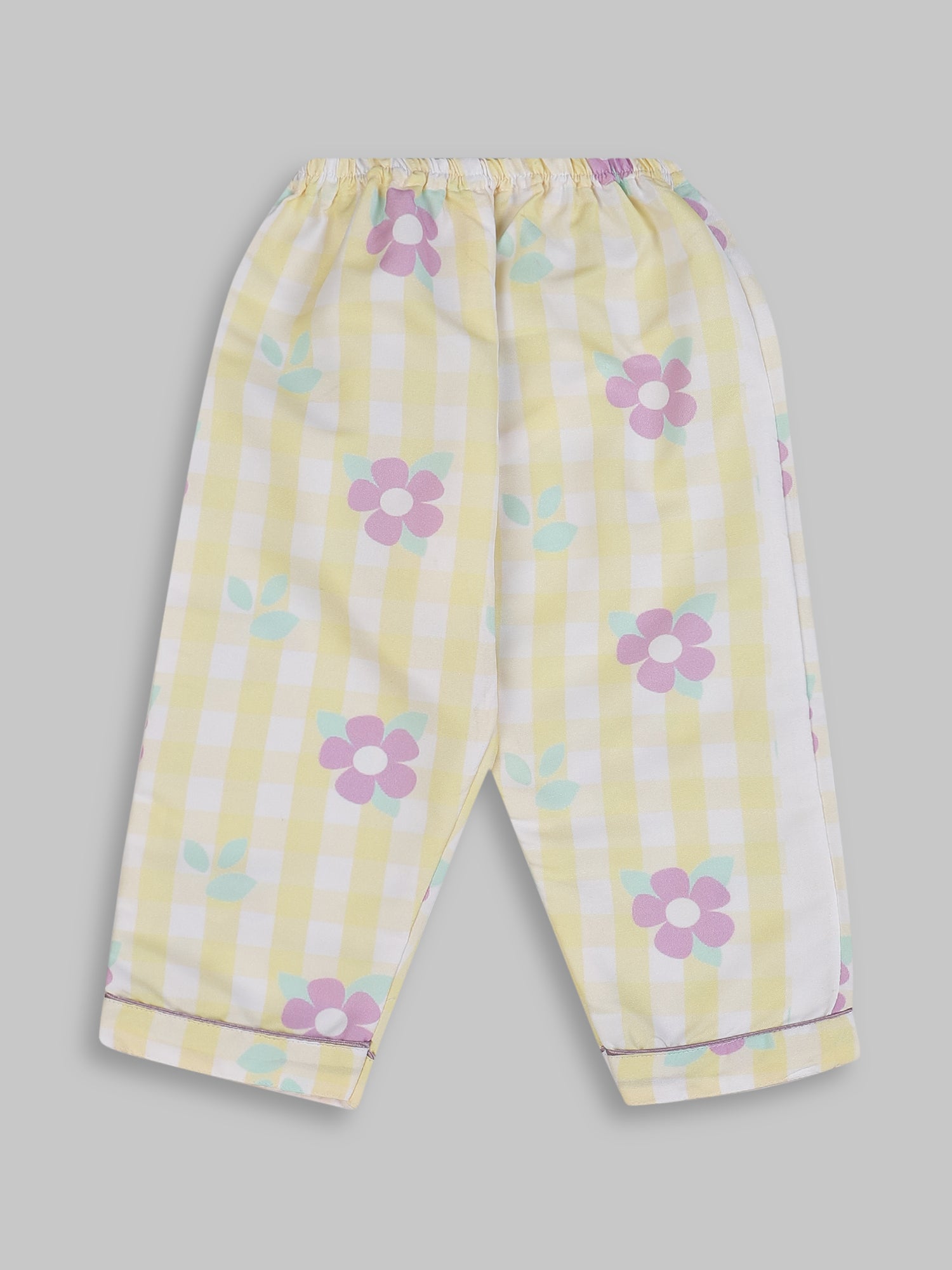 Blooming Checks Kids Pj Set - Cotton Rayon Pj Set with Notched Collar