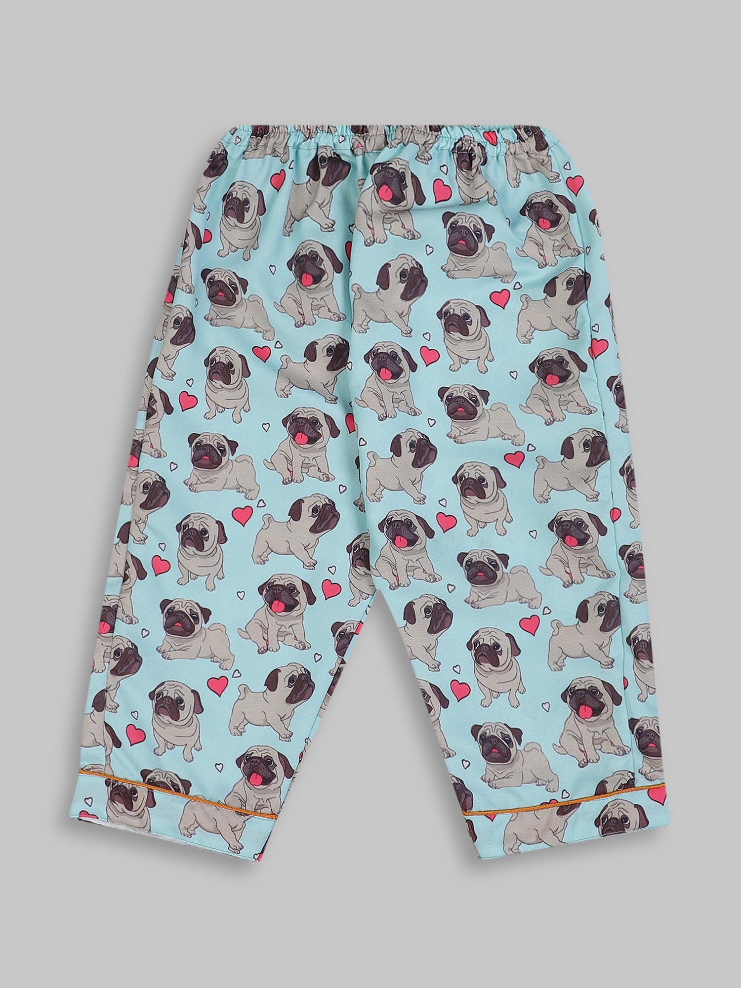 Snuggle Pug Kids Pj Set - Cotton Rayon Pj Set with Notched Collar