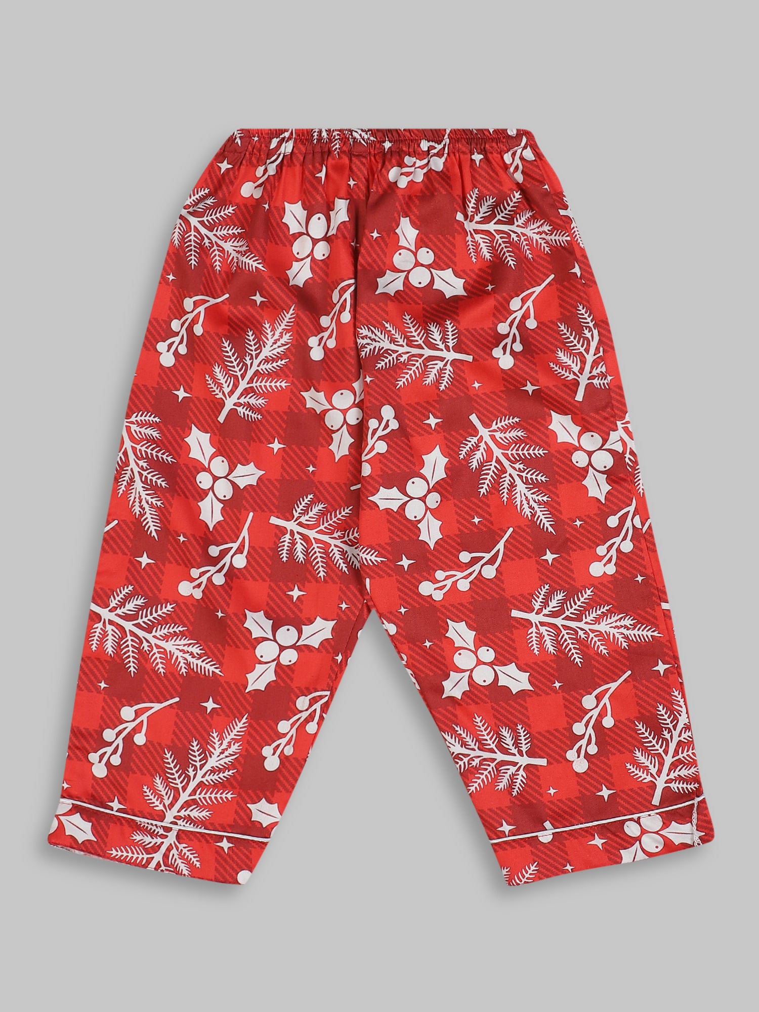 Crimson Christmas Kids Button Down Pj Set - Pure Cotton Pj Set with Notched Collar