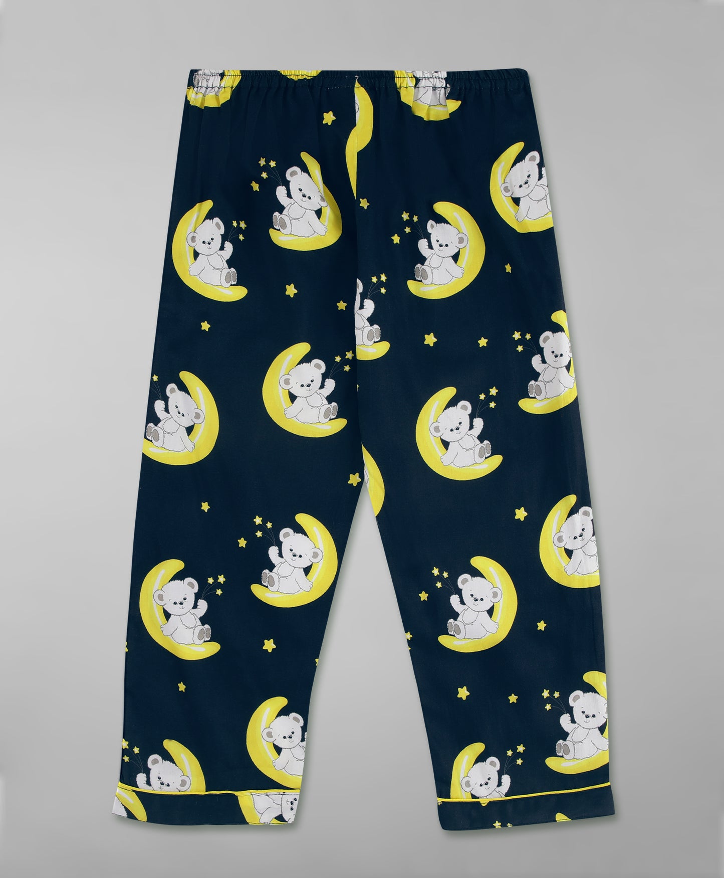 Sleeping Teddy Kids Button Down Pj Set - Pure Cotton Pj Set with Notched Collar