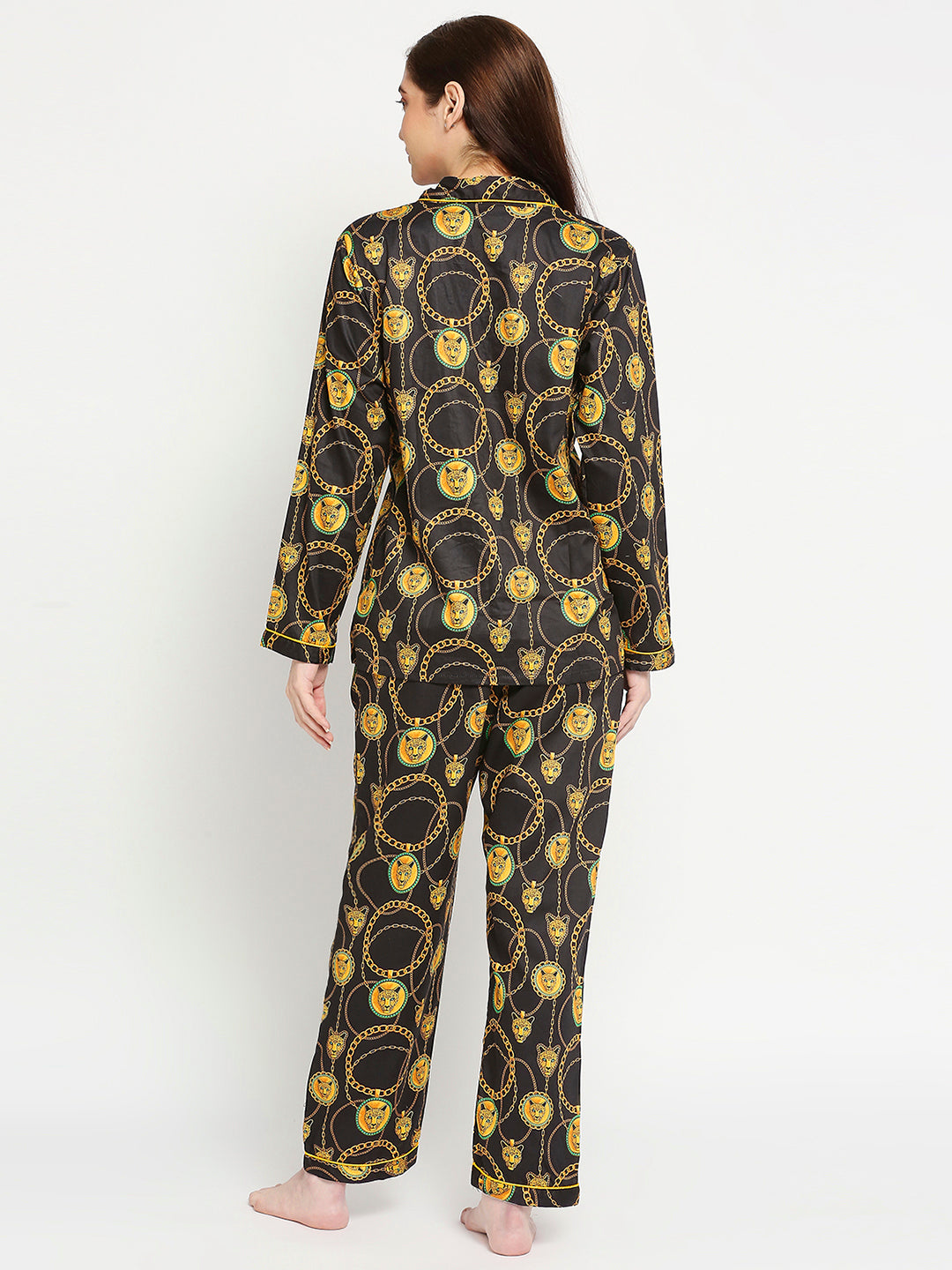 Black Panther Button Down Pj Set - Pure Cotton Pj Set with Notched Collar