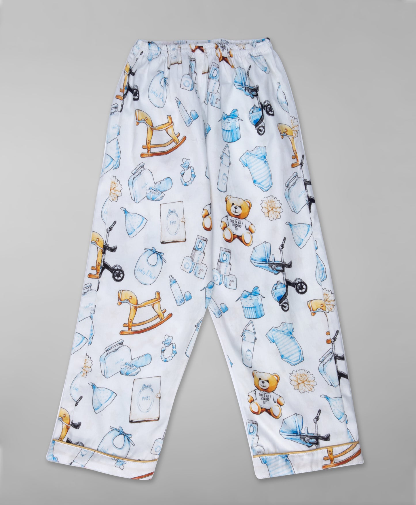 Baby Dior Kids Button Down Pj Set - Pure Cotton Pj Set with Notched Collar