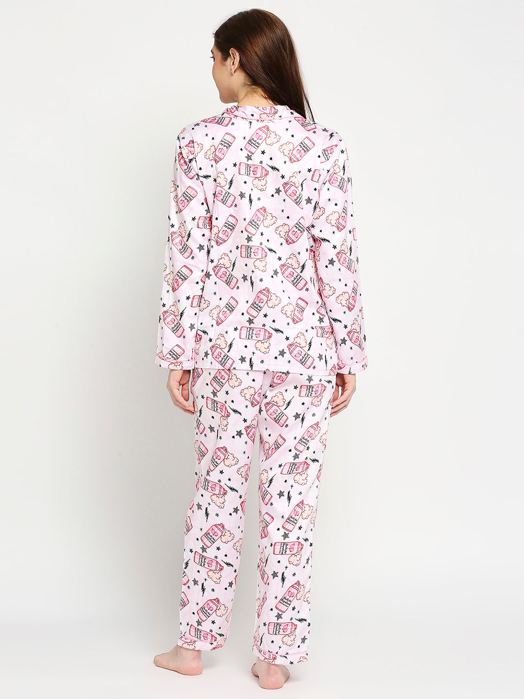 Spray Away Button Down Pj Set - Pure Cotton Pj Set with Notched Collar