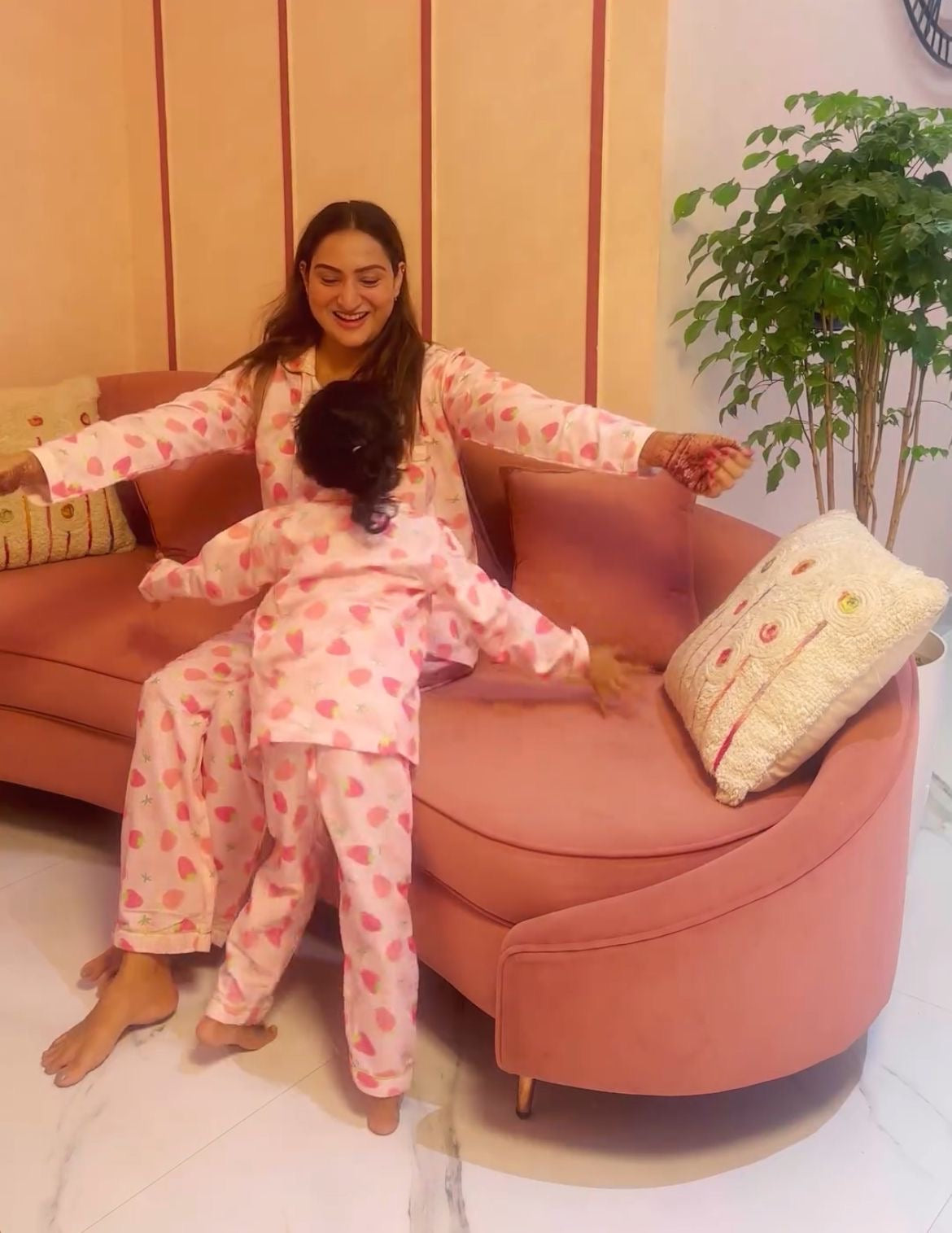 Strawberry Sweetheart Cotton Rayon Mom & Kids Twinning Pj Set