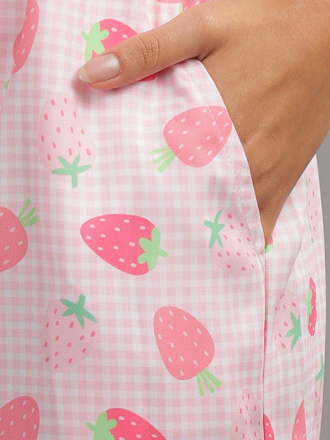 Strawberry Sweetheart Button Down Pj Set - Cotton Rayon Pj Set with Notched Collar
