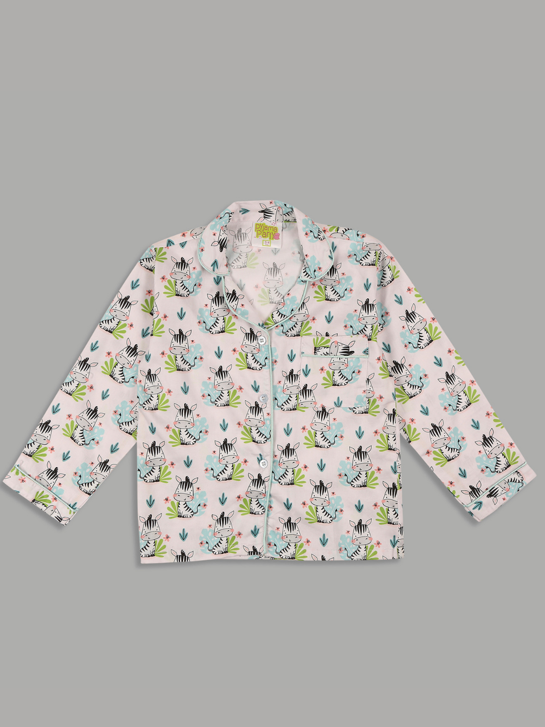 Baby Zee Kids Button Down Pj Set - Pure Cotton Pj Set with Notched Collar