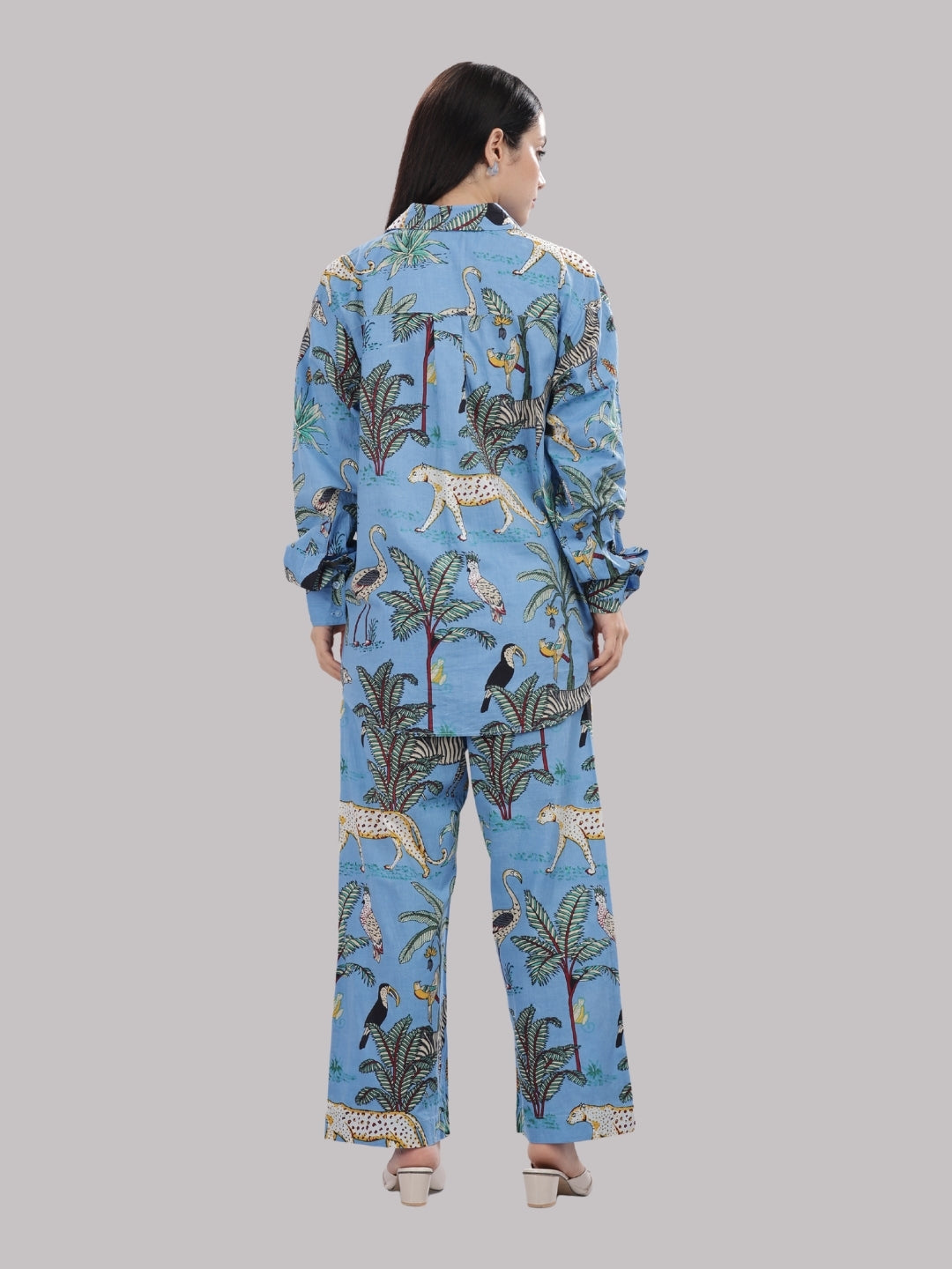 Blue Safari Co-ord Set- 3 Piece Co-ord Set in Pure Cotton