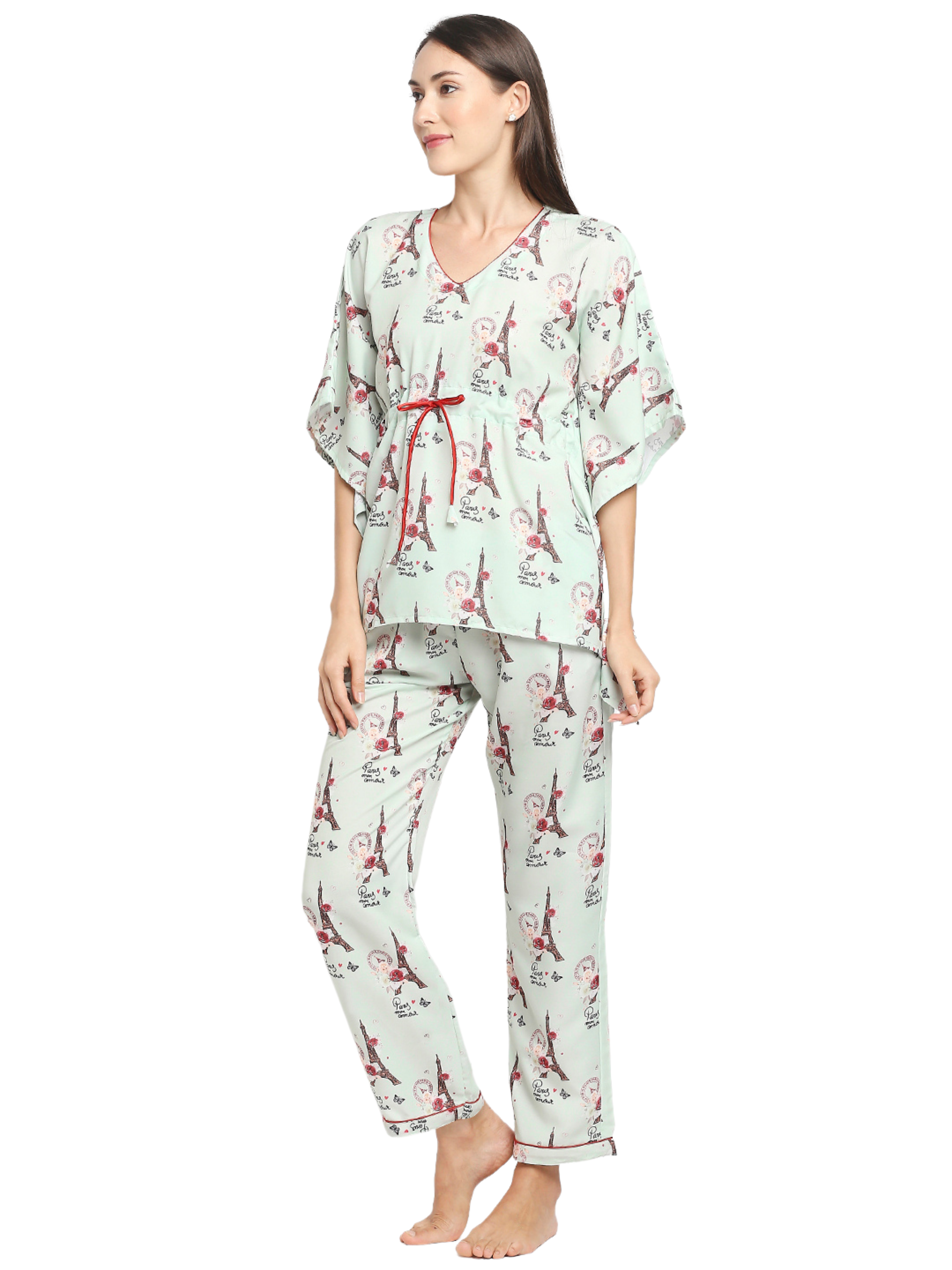 Love In Paris Kaftan Pj Set - Cotton Rayon Pj Set in Kaftan Style
