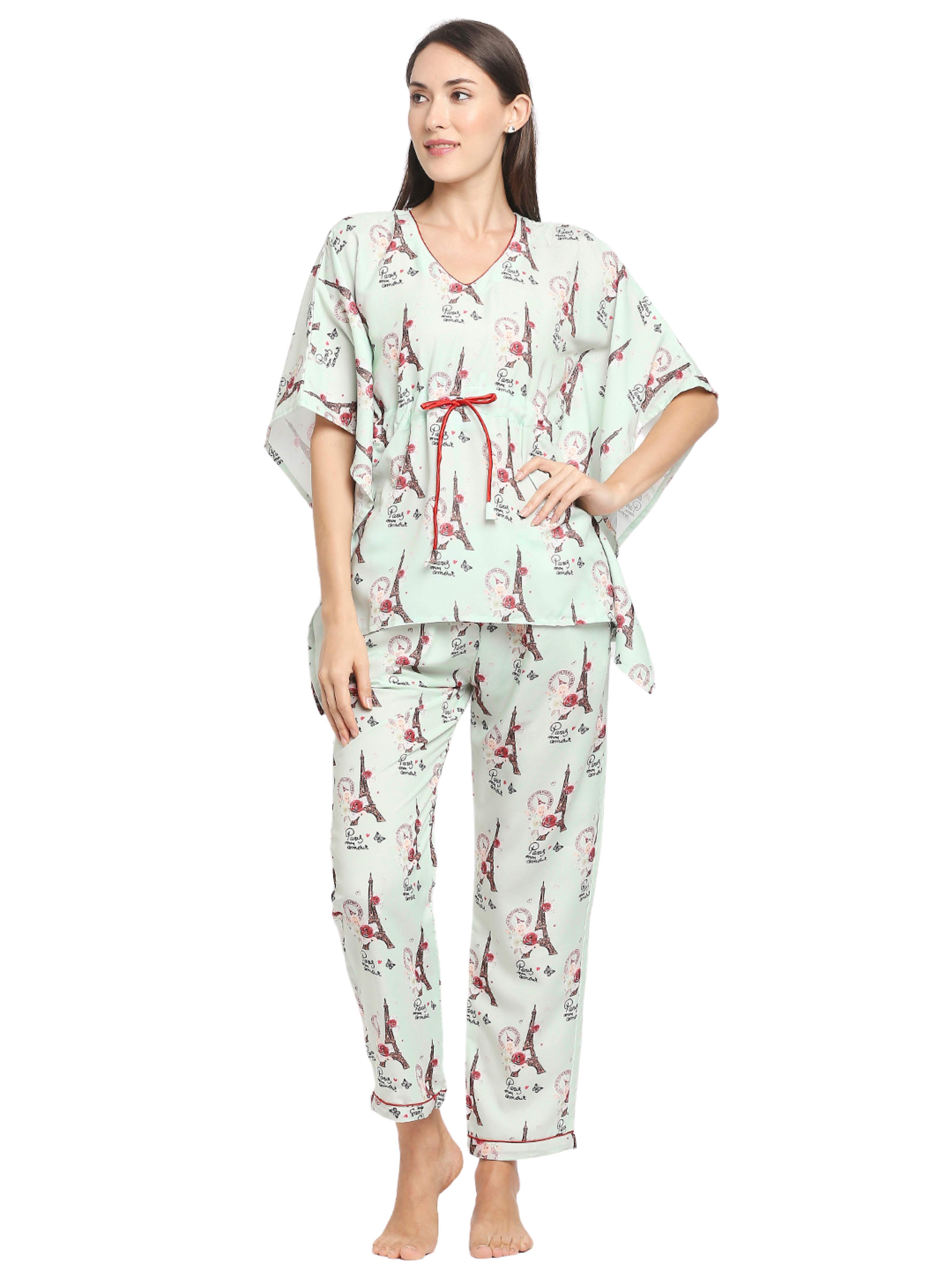 Love In Paris Kaftan Pj Set - Cotton Rayon Pj Set in Kaftan Style