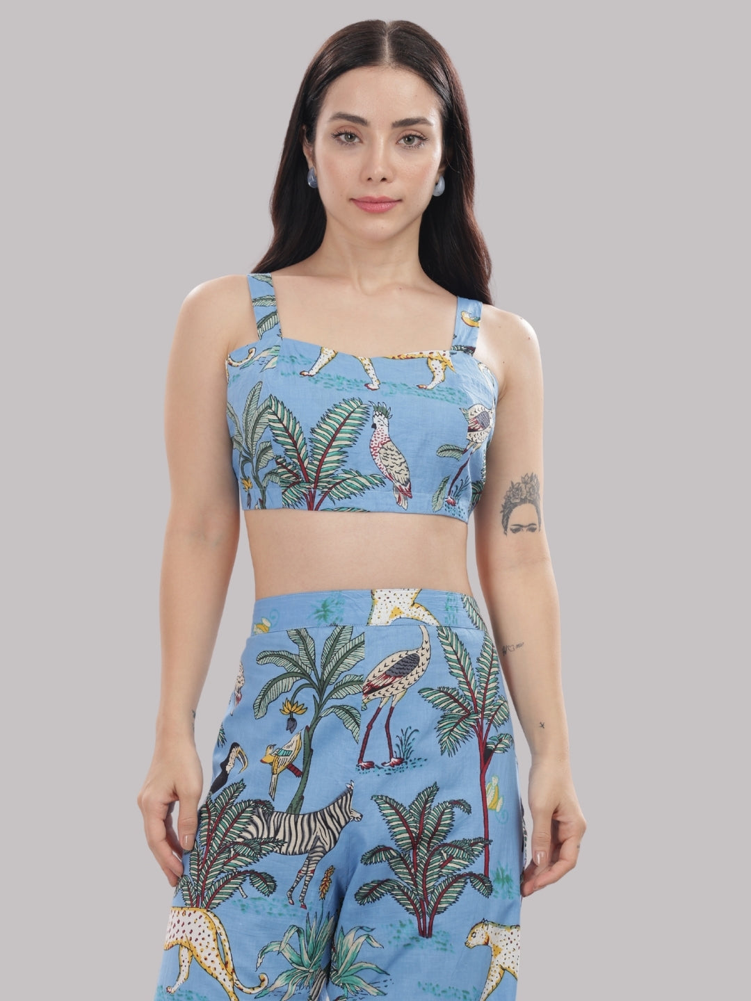 Blue Safari Co-ord Set- 3 Piece Co-ord Set in Pure Cotton
