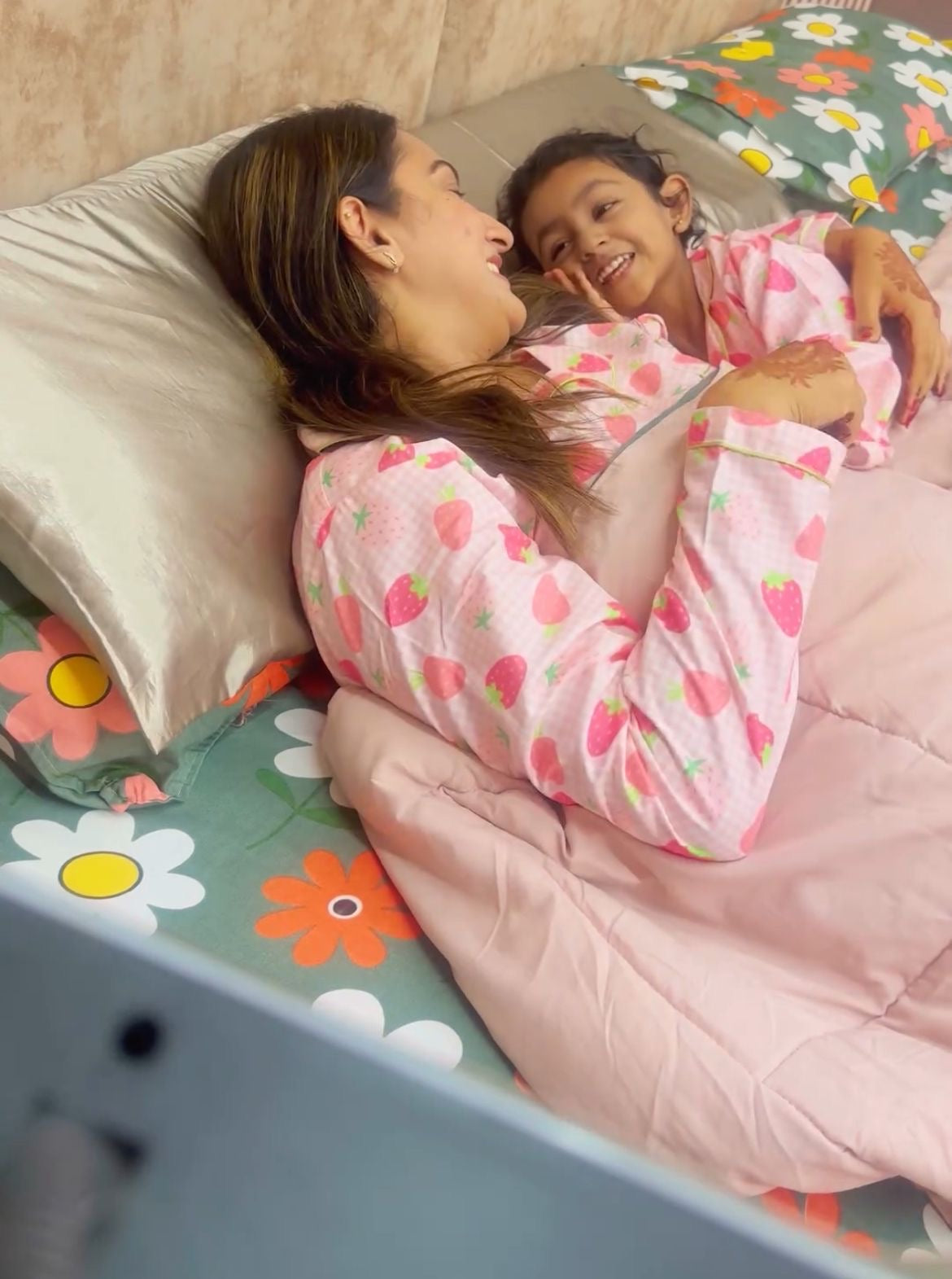 Strawberry Sweetheart Cotton Rayon Mom & Kids Twinning Pj Set