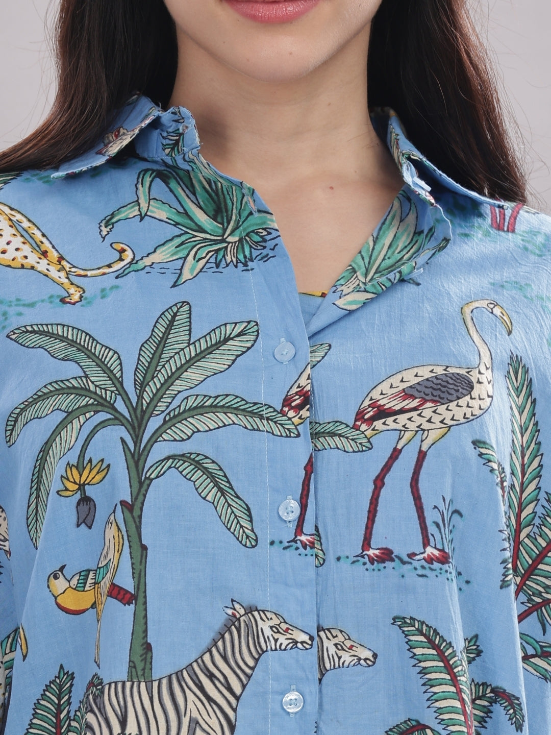 Blue Safari Co-ord Set- 3 Piece Co-ord Set in Pure Cotton