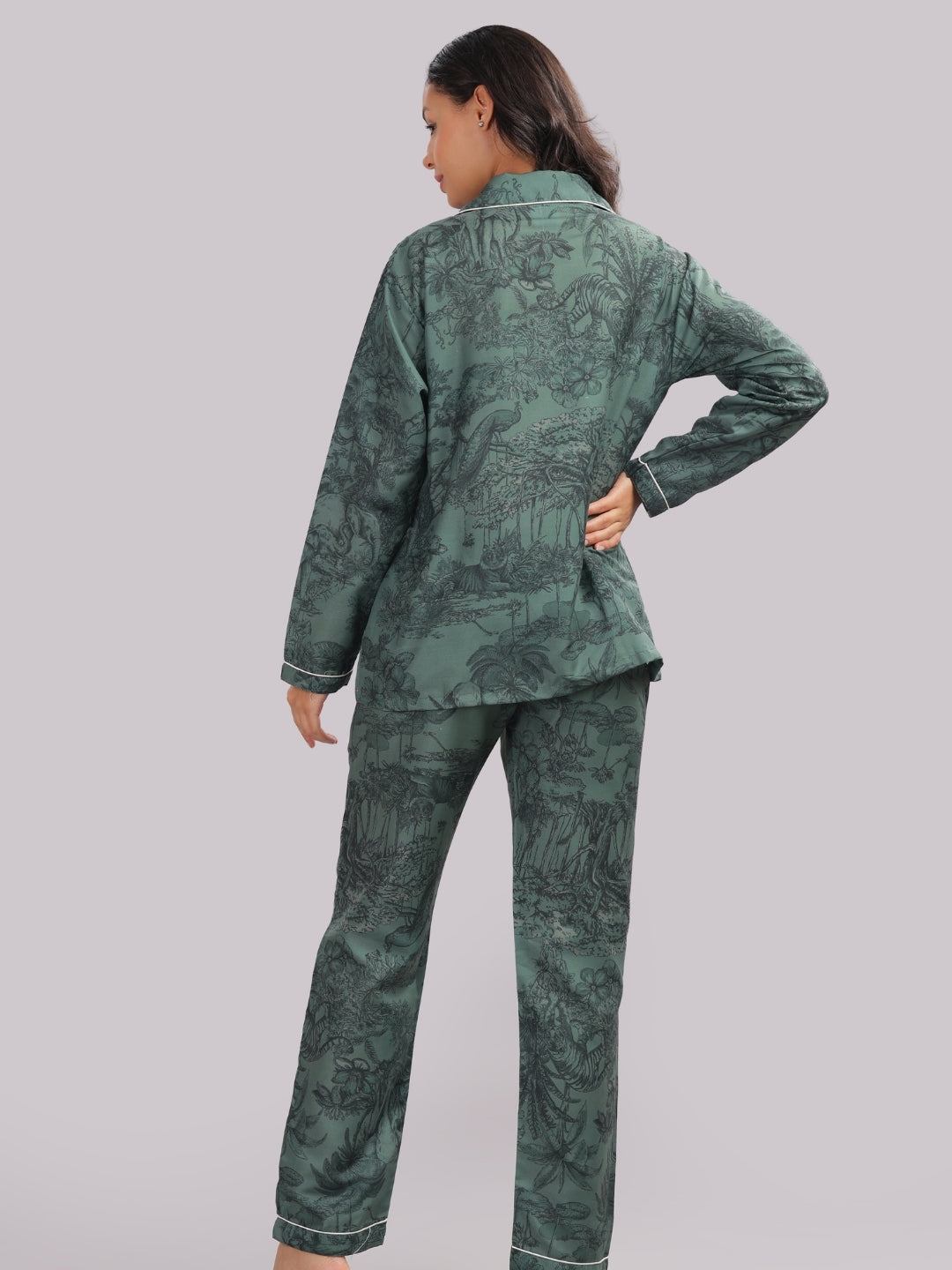 J’adore Dior Forest Button Down Pj Set - Cotton Rayon Pj Set with Notched Collar