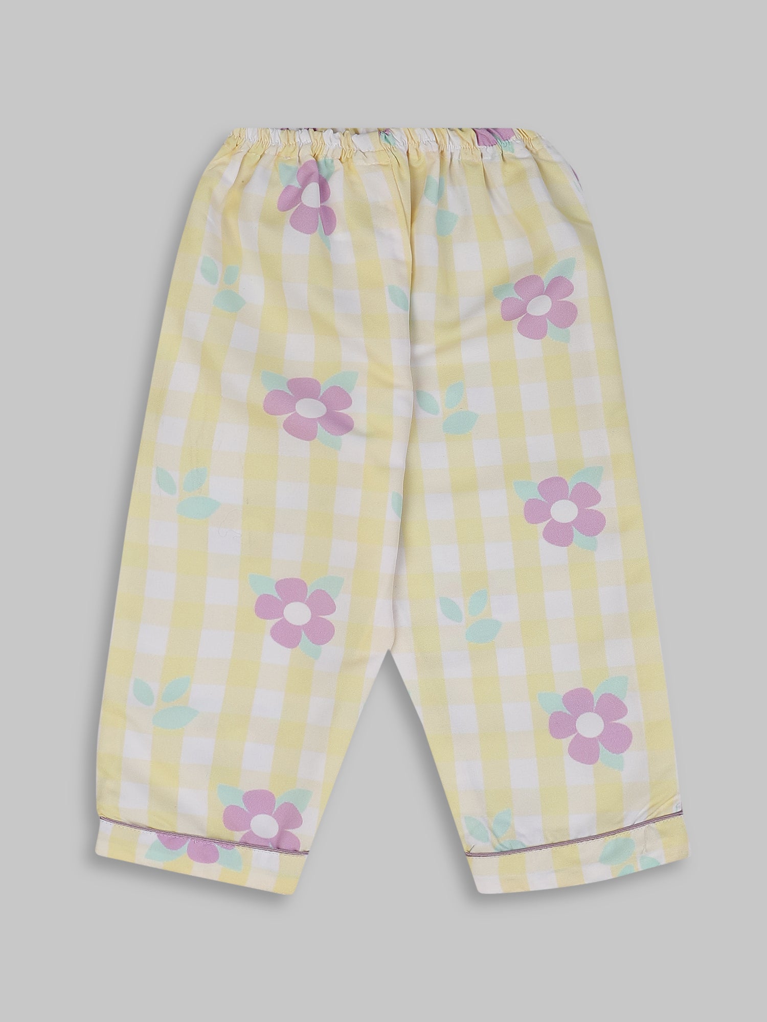 Blooming Checks Kids Pj Set - Cotton Rayon Pj Set with Notched Collar