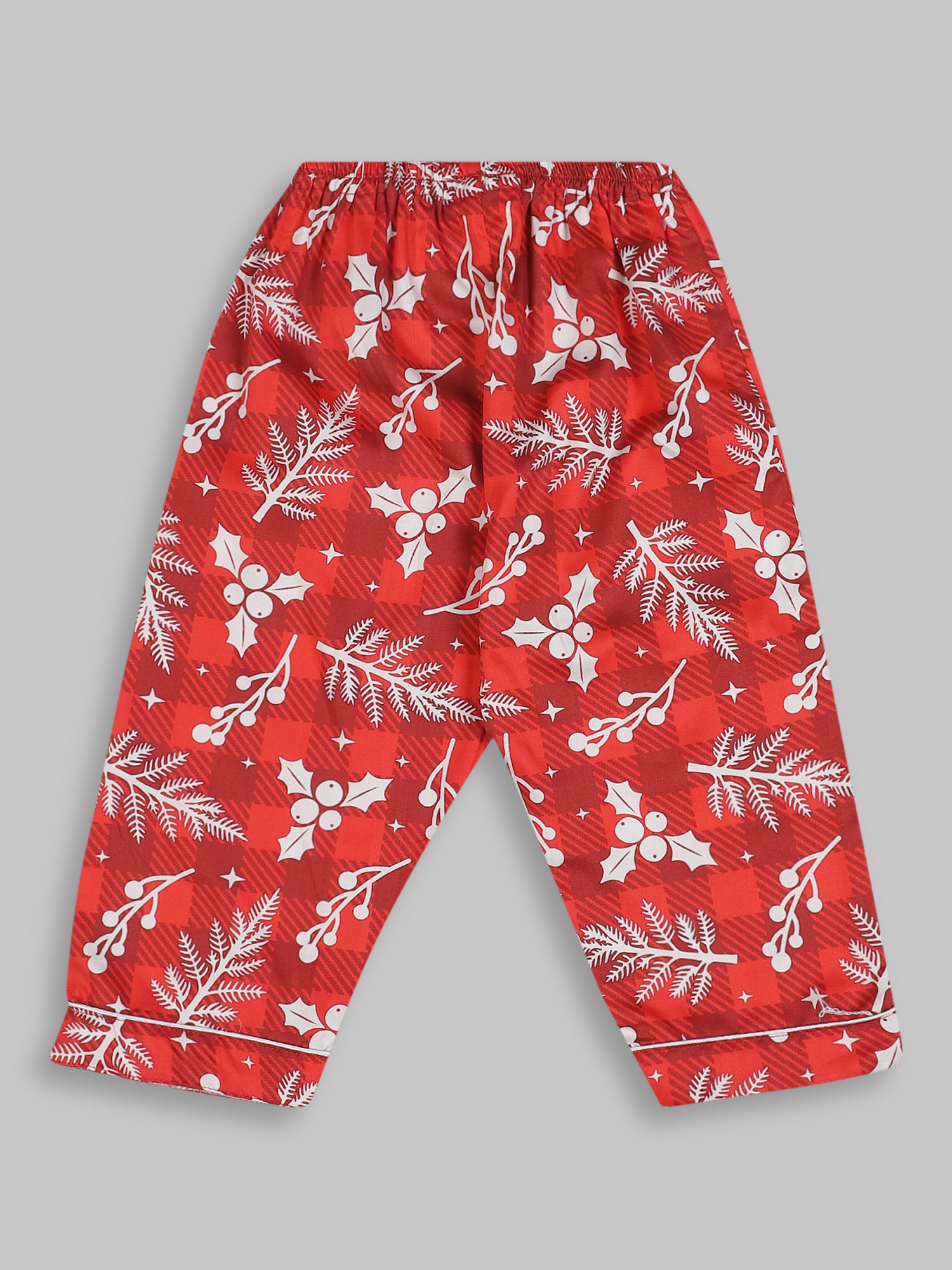 Crimson Christmas Kids Button Down Pj Set - Pure Cotton Pj Set with Notched Collar