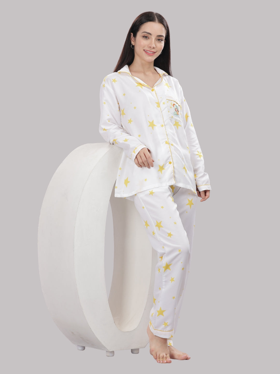 Sleepy Bear Button Down Pj Set - Cotton Rayon Pj Set with Notched Collar