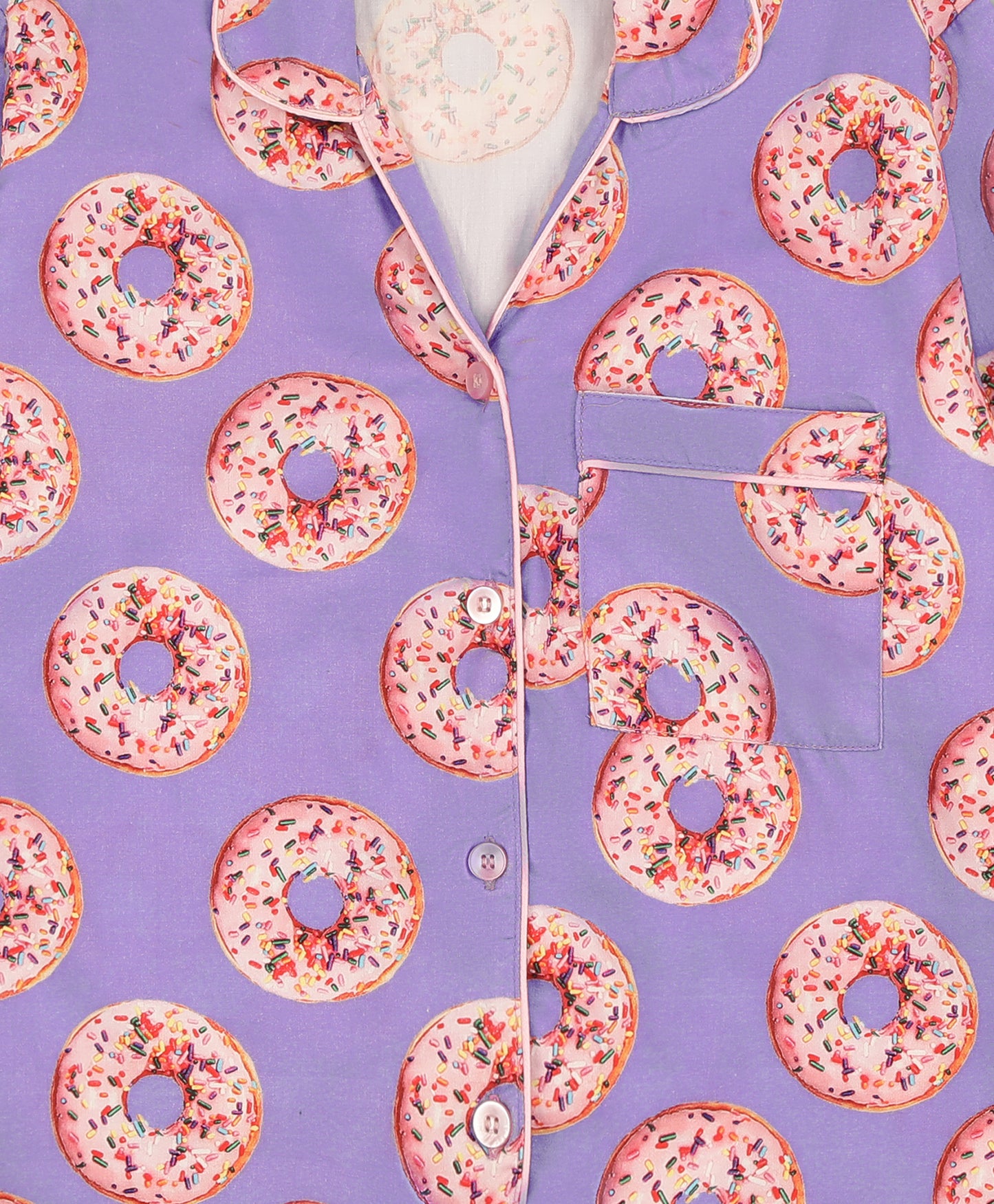 Donut Darling Kids Button Down Pj Set - Pure Cotton Pj Set with Notched Collar