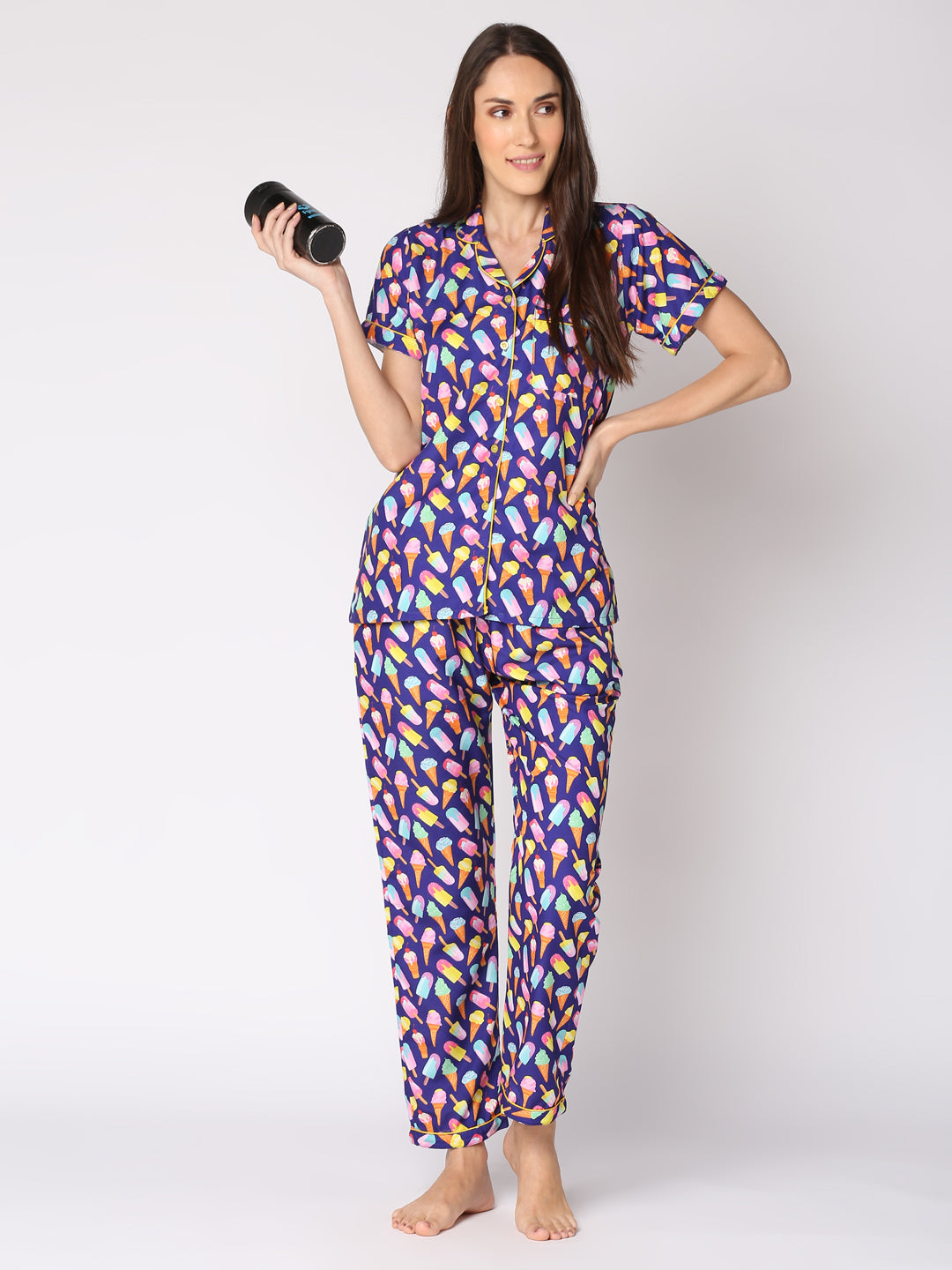 Popsicles Button Down Pj Set - Cotton Rayon Pj Set with Notched Collar