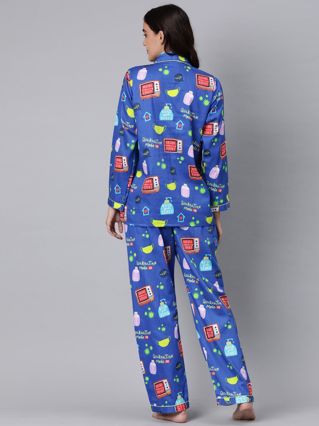 Go Corona Button Down Pj Set - Pure Cotton Pj Set with Notched Collar