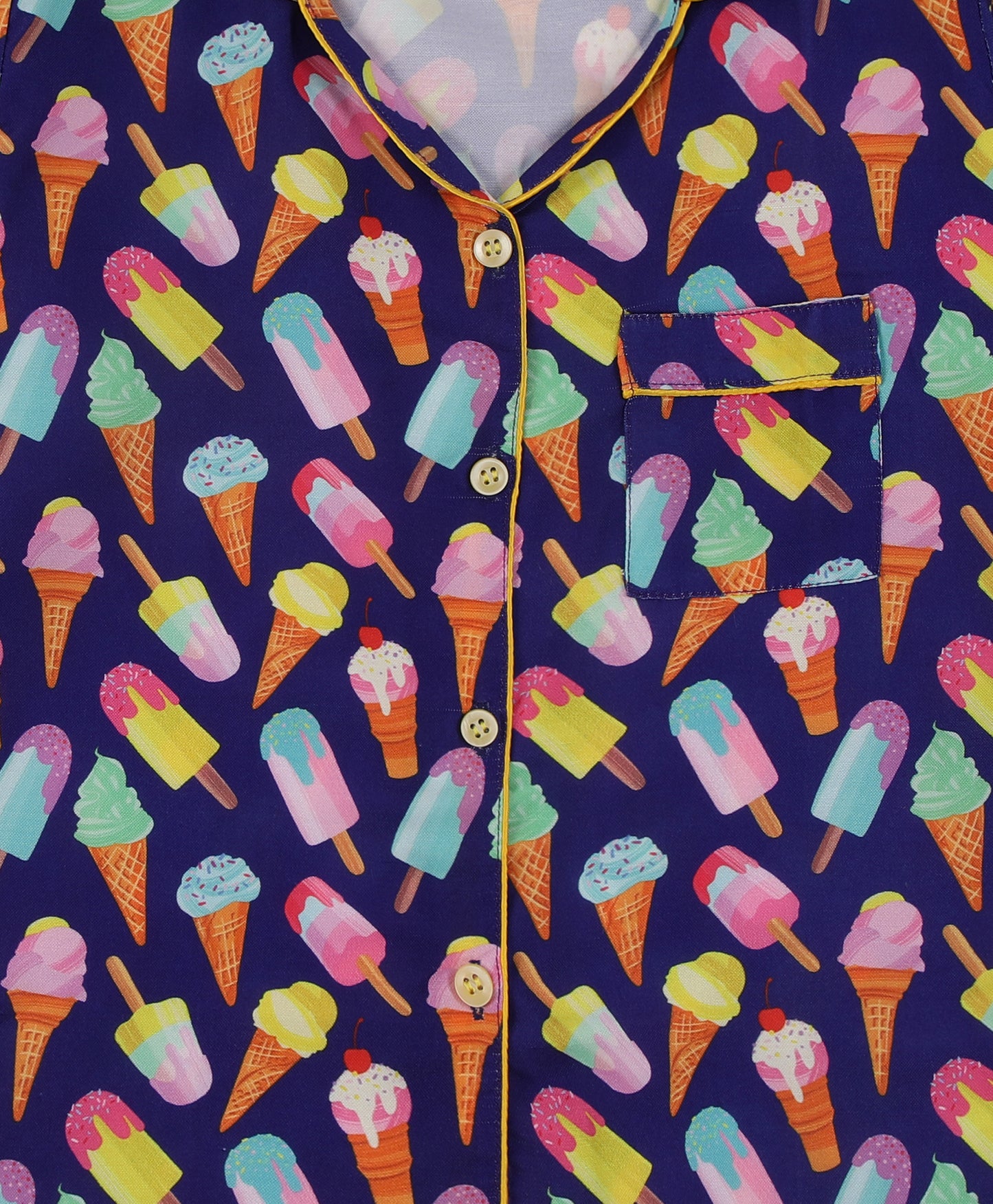 Popsicles Cotton Rayon Kids Pj Set with Notched Collar