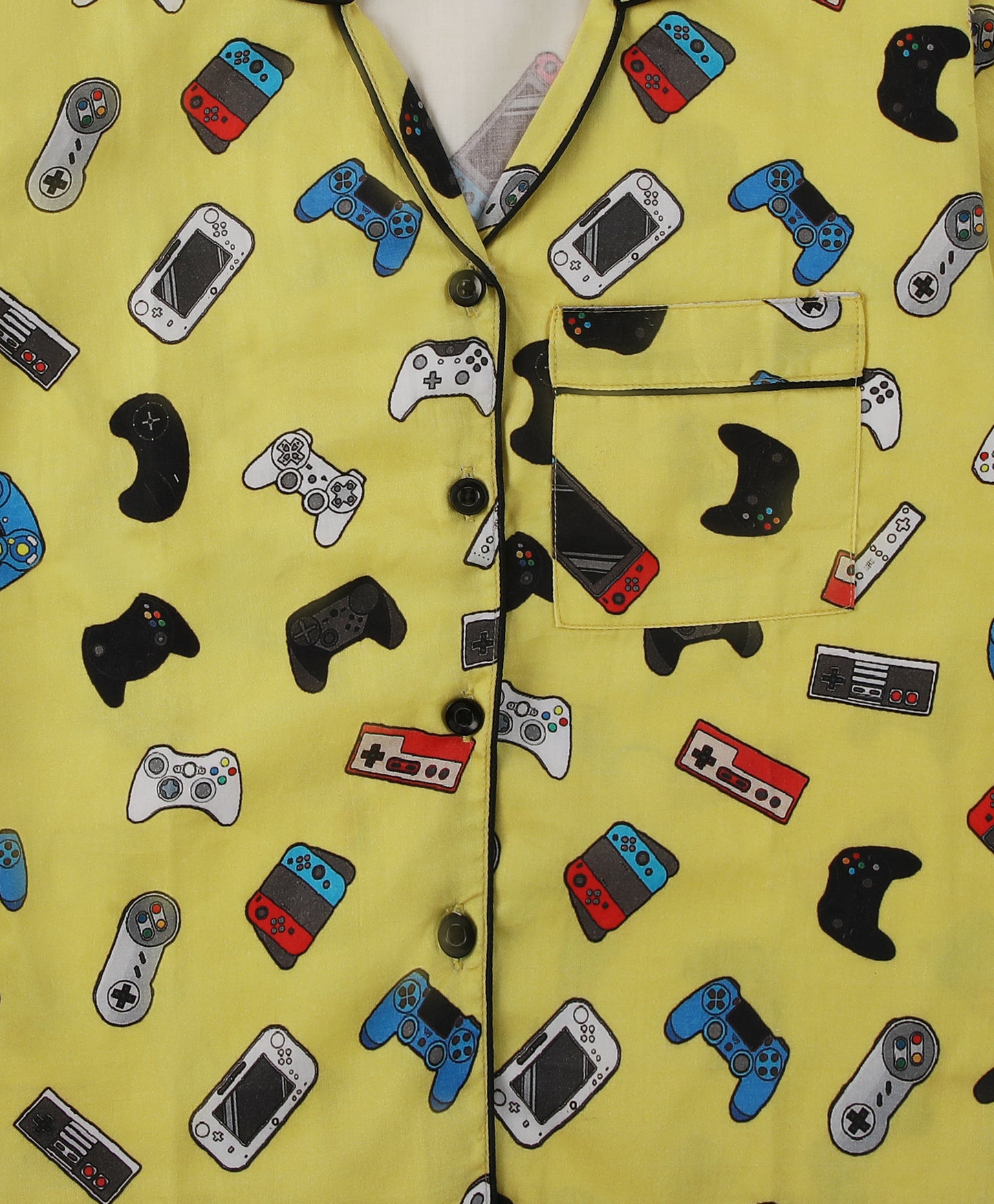 Gameboy Kids Button Down Pj Set - Pure Cotton Pj Set with Notched Collar