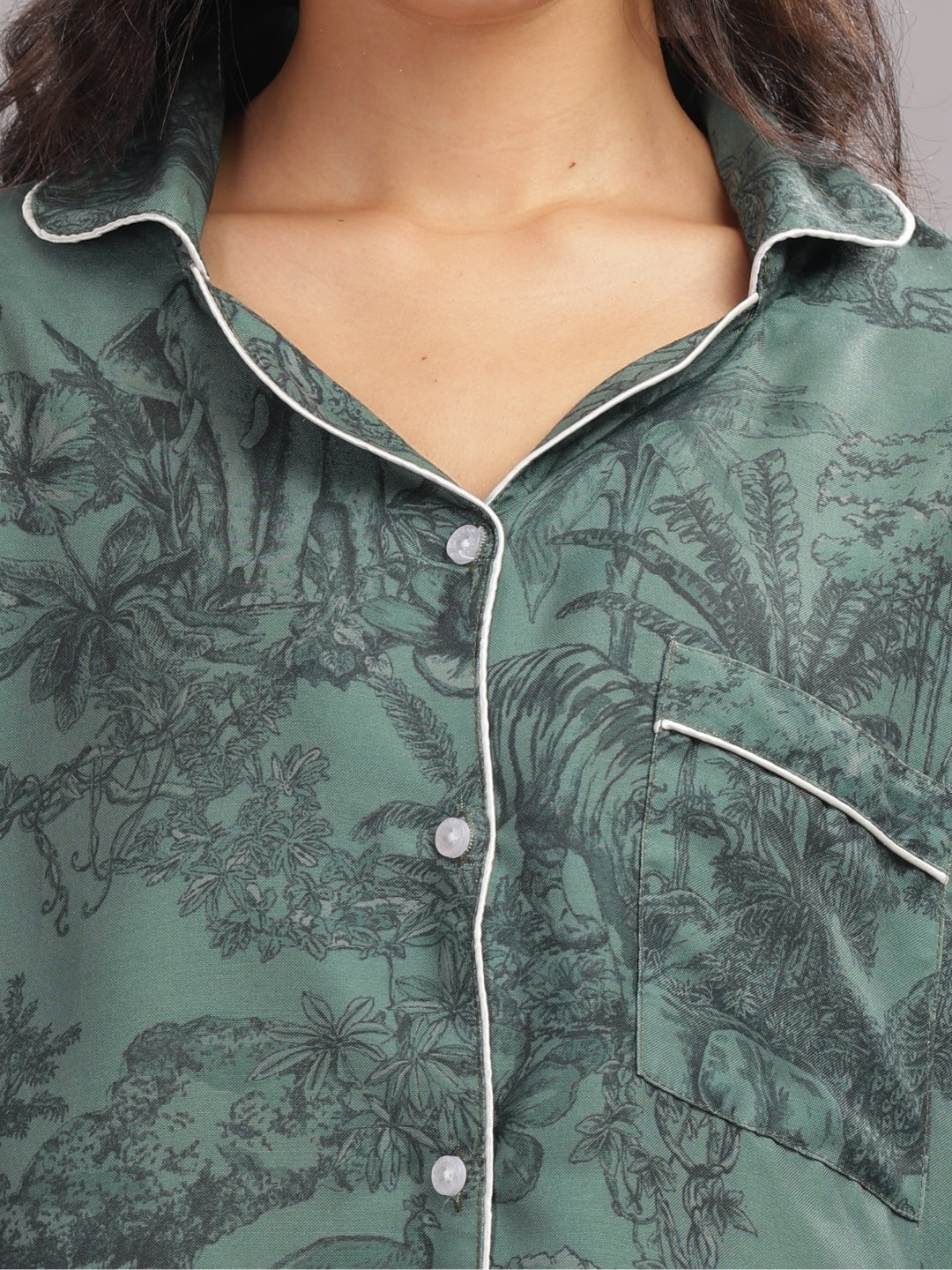 J’adore Dior Forest Button Down Pj Set - Cotton Rayon Pj Set with Notched Collar