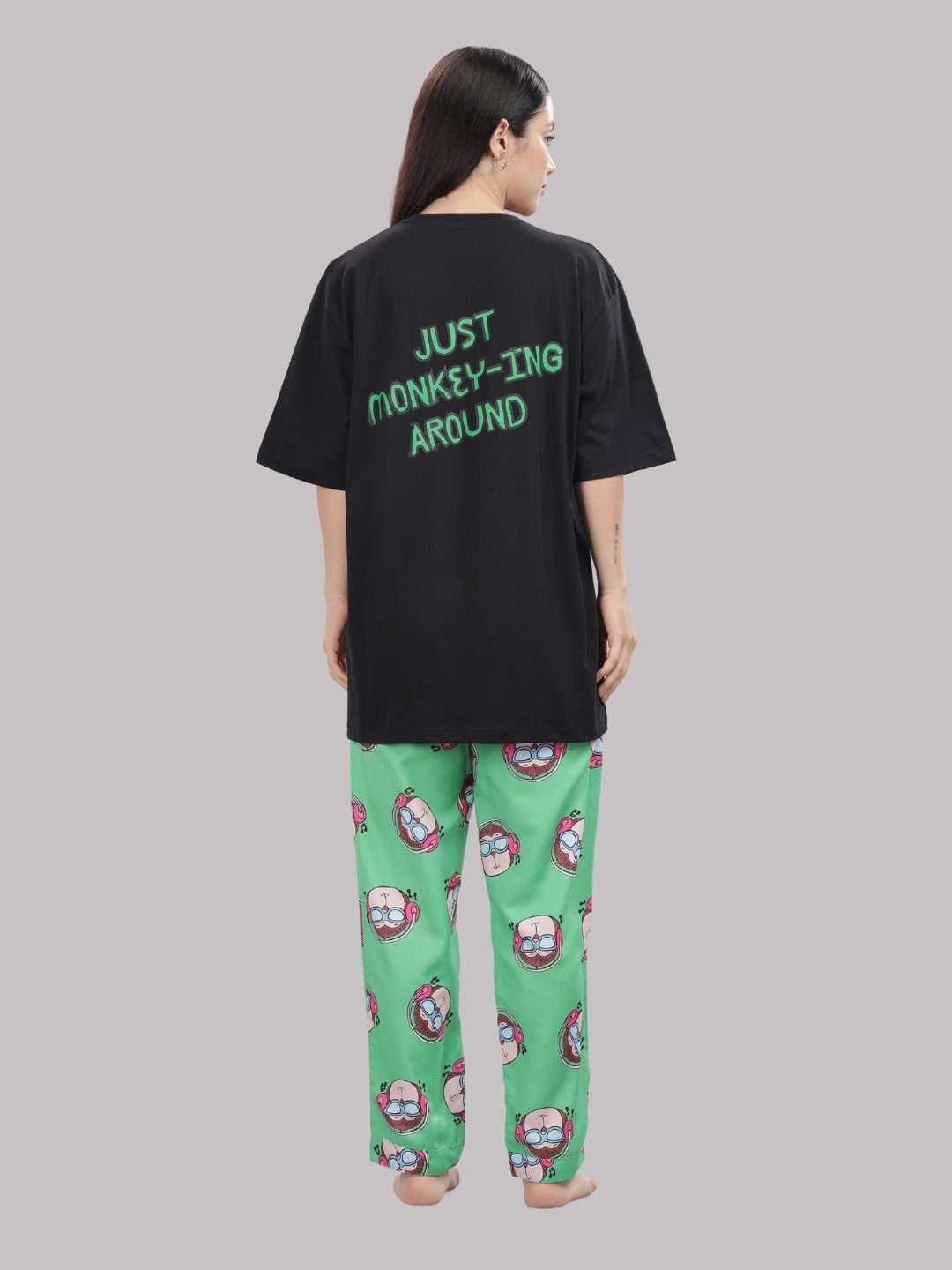 Monkey Business T-shirt Pj Set - Oversized Tshirt with Pj Combo