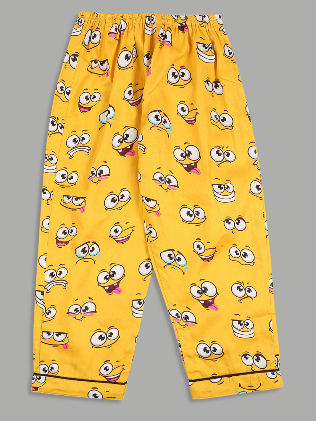 Smiley Kids Button Down Pj Set - Pure Cotton Pj Set with Notched Collar