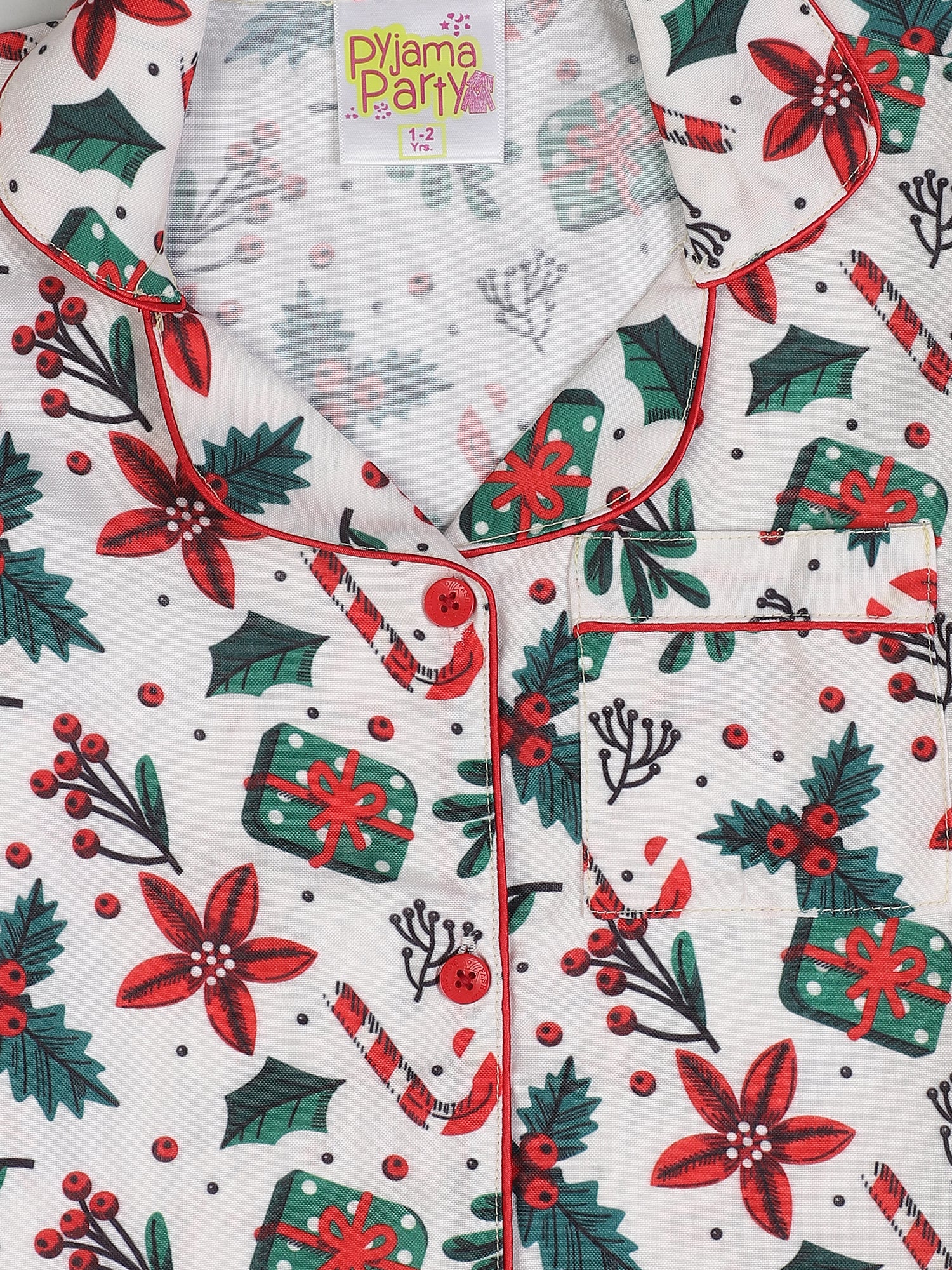 Under the Mistletoe Kids Pj Set - Cotton Rayon Pj Set with Notched Collar