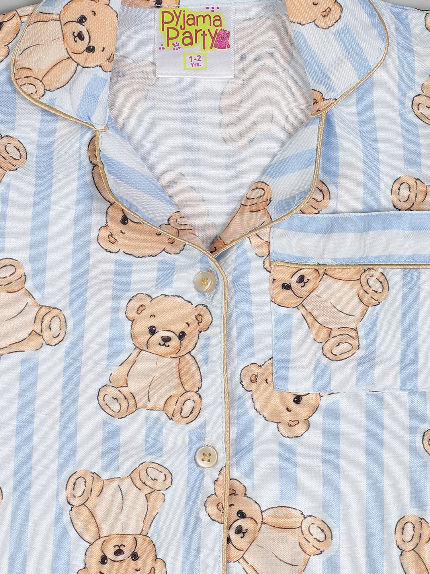 Hugs and Strips Kids Pj Set - Cotton Rayon Pj Set with Notched Collar