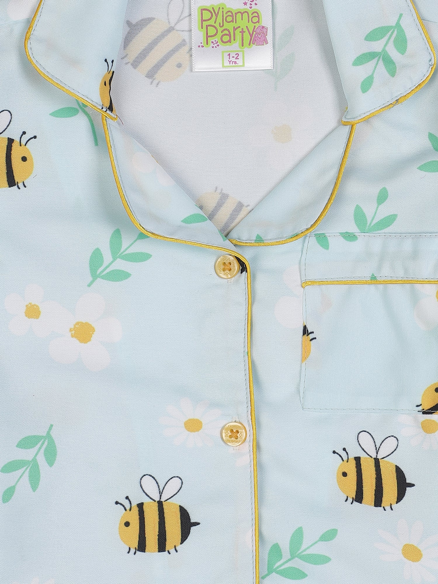 Busy Bee Kids Pj Set - Cotton Rayon Pj Set with Notched Collar