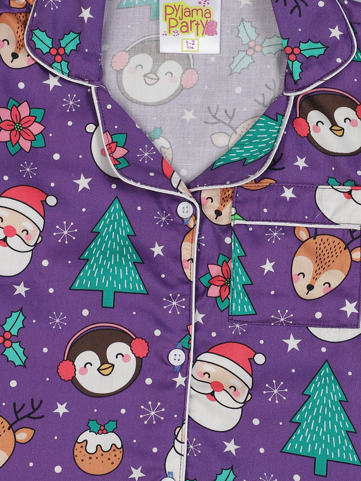 Let it Snow Kids Button Down Pj Set - Pure Cotton Pj Set with Notched Collar