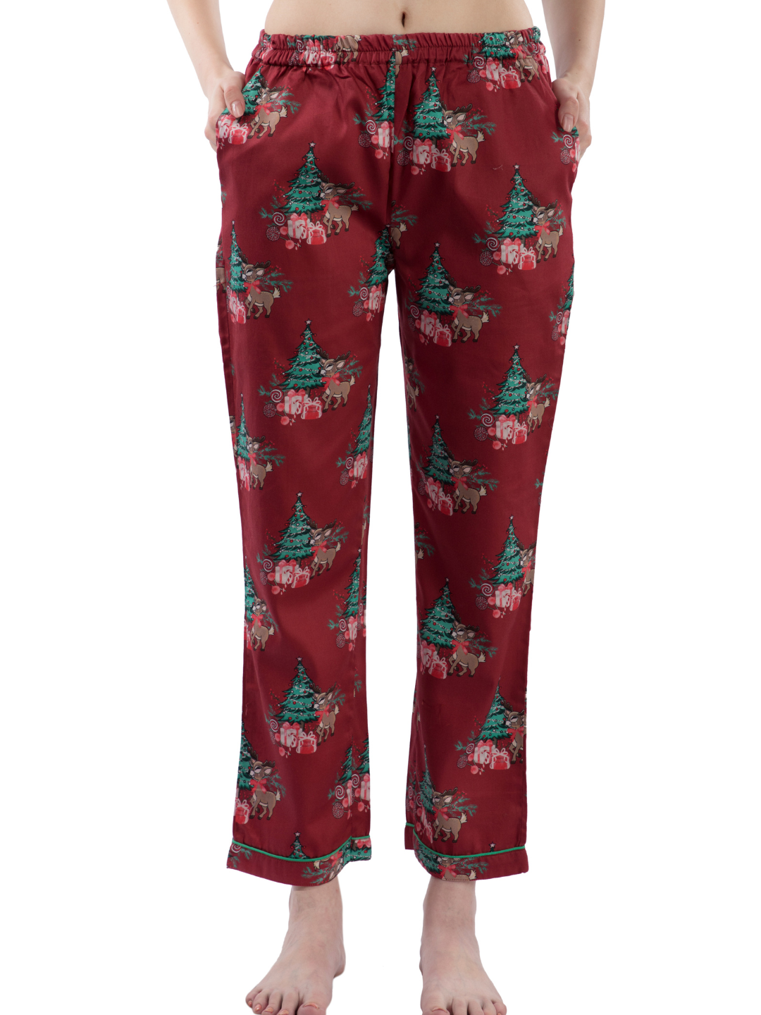 Holly Jolly Button Down Pj Set - Pure Cotton Pj Set with Notched Collar