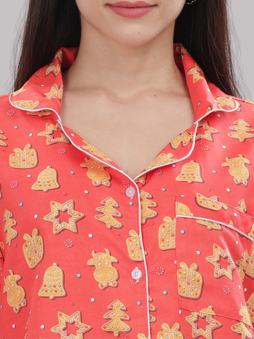 Cookie Wonderland Button Down Pj Set - Cotton Rayon Pj Set with Notched Collar
