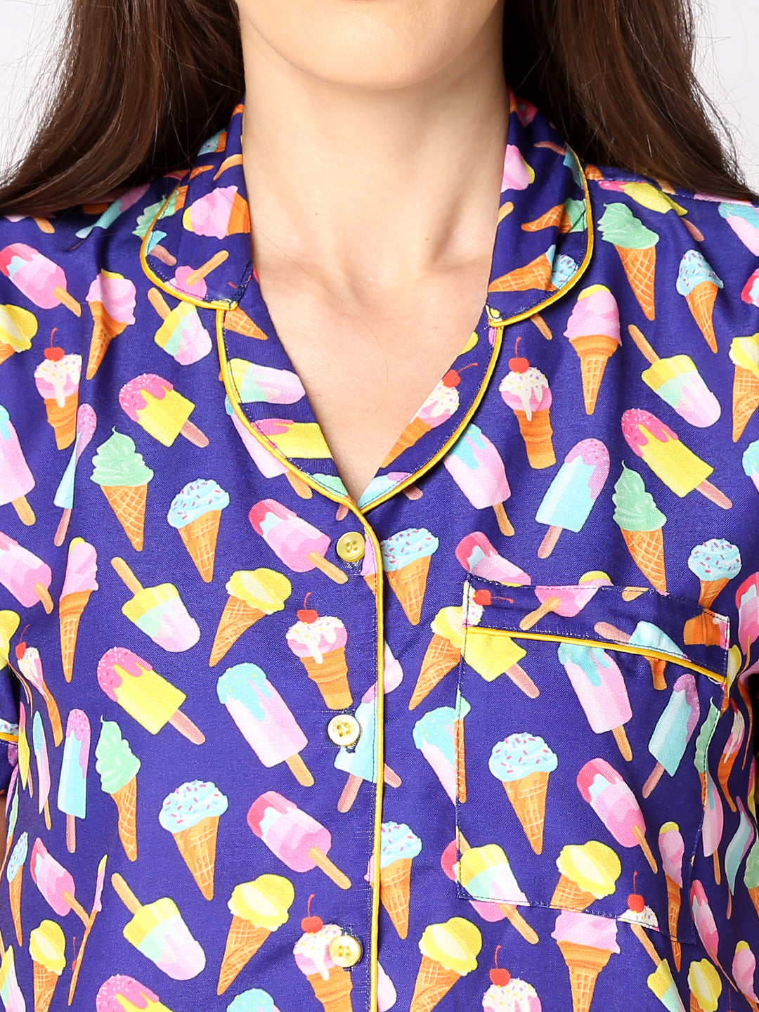 Popsicles Button Down Pj Set - Cotton Rayon Pj Set with Notched Collar
