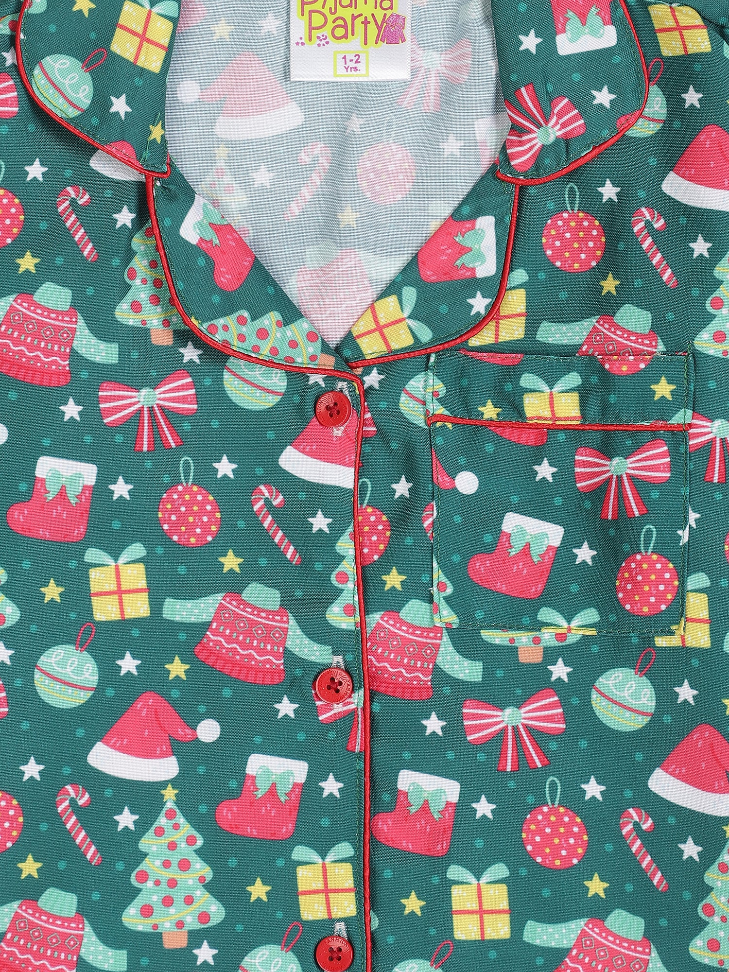 Merry Christmas Kids Pj Set - Cotton Rayon Pj Set with Notched Collar